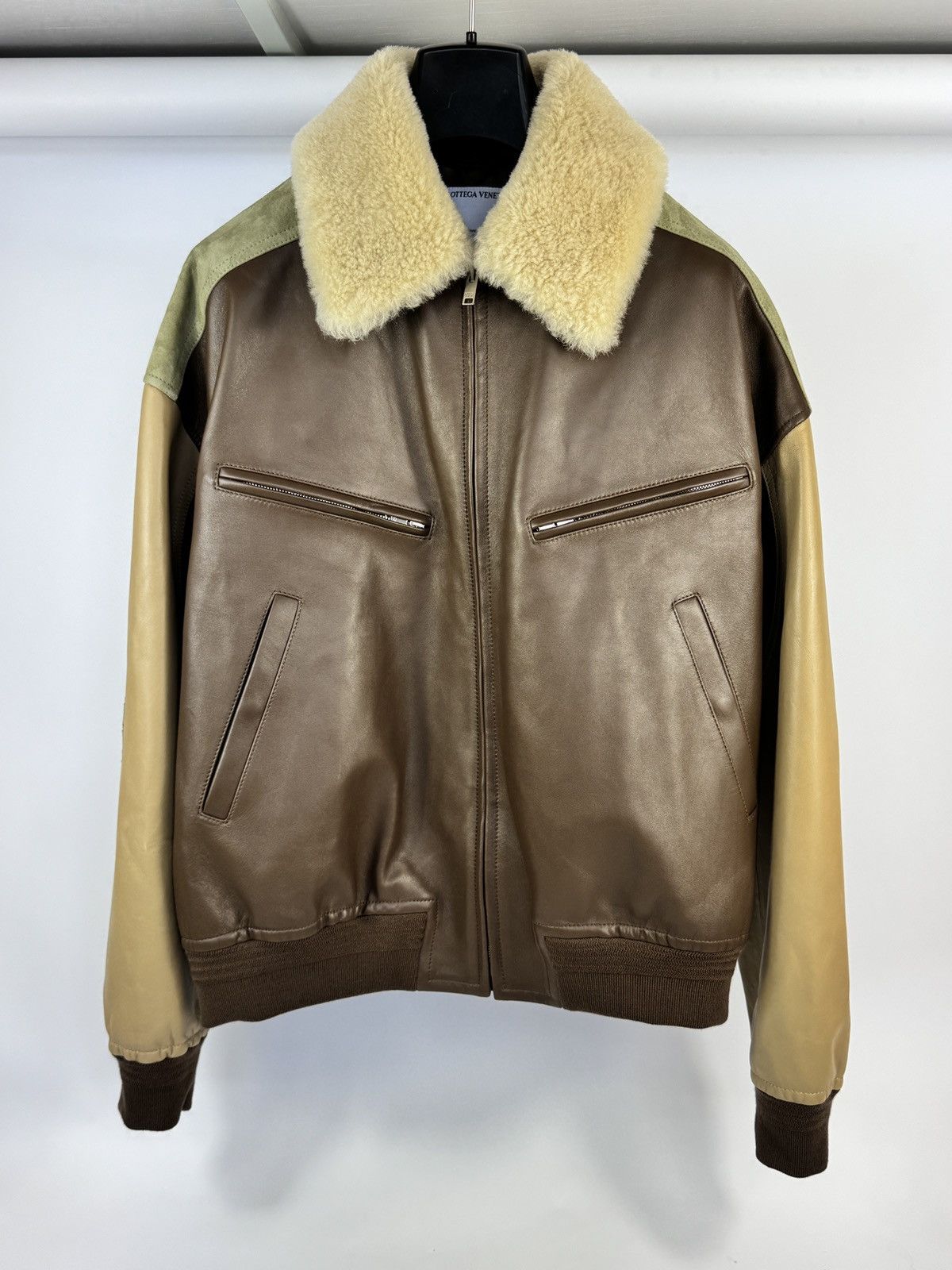 Bottega Veneta SOFT LEATHER JACKET WITH SHERLING REMOVABLE COLLAR Size US XL / EU 56 / 4 - 1 Thumbnail
