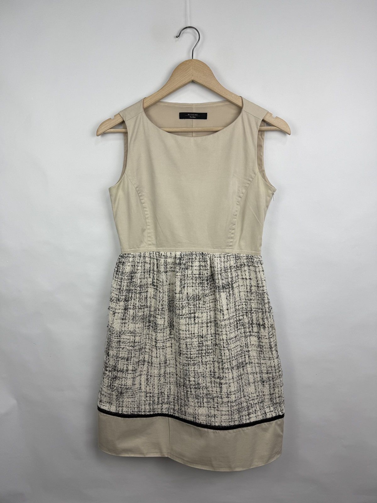 Max Mara 🇮🇹 Vintage Max Mara Weekend Beige Partial Tweed Dress Retro Size M / US 6-8 / IT 42-44 - 3 Thumbnail