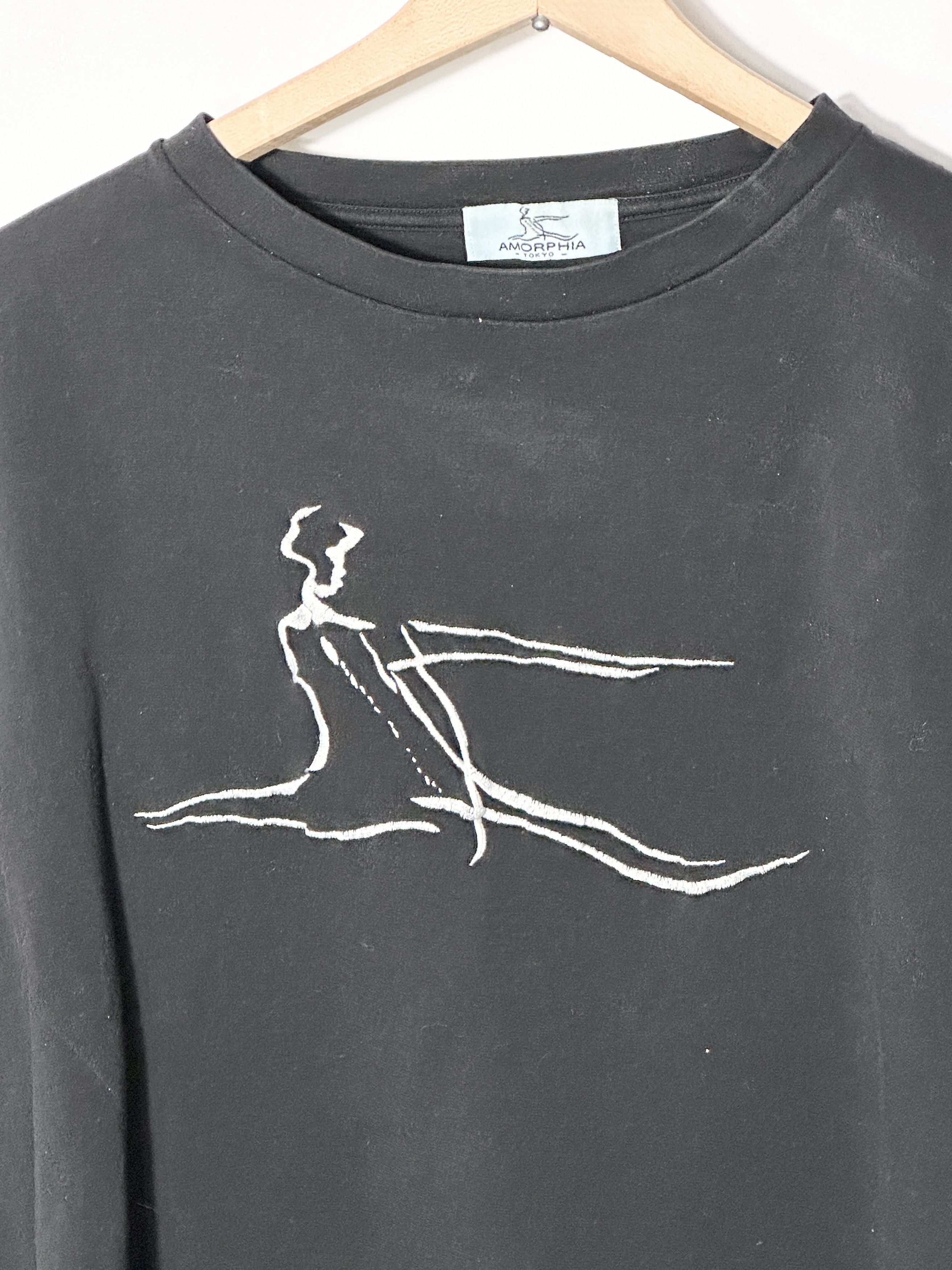 Japanese Brand Amorphia Logo XL Black Crop Top Size US L / EU 52-54 / 3 - 6 Thumbnail