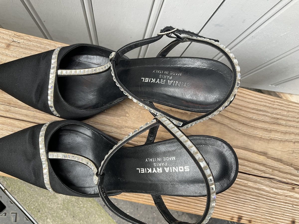 Sonia Rykiel Sonia Rykiel black satin heels with rhinestones straps Size US 7.5 / IT 37.5 - 3 Thumbnail