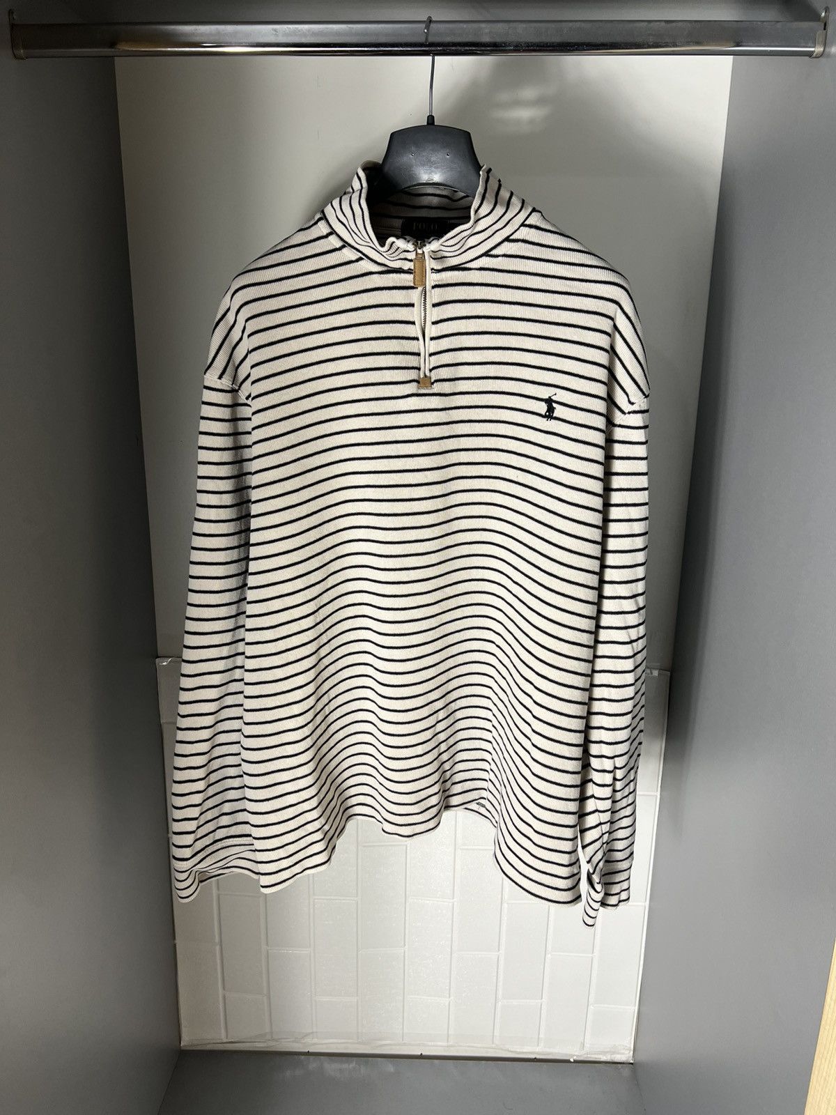 Polo Ralph Lauren × Vintage VERY RARE RALPH LAUREN DESIGNER SWEATER 1/3 ZIP LUZURY 90s Size US XXL / EU 58 / 5 - 1 Thumbnail