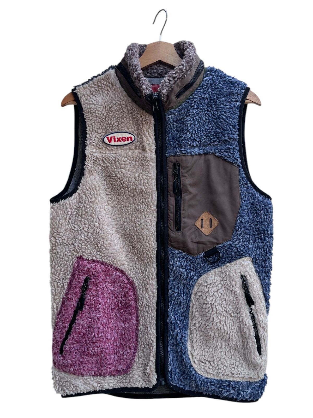 GRN Grn Tokyo Patchwork Design Deep Pile Fleece Vest Size US M / EU 48-50 / 2 - 1 Thumbnail