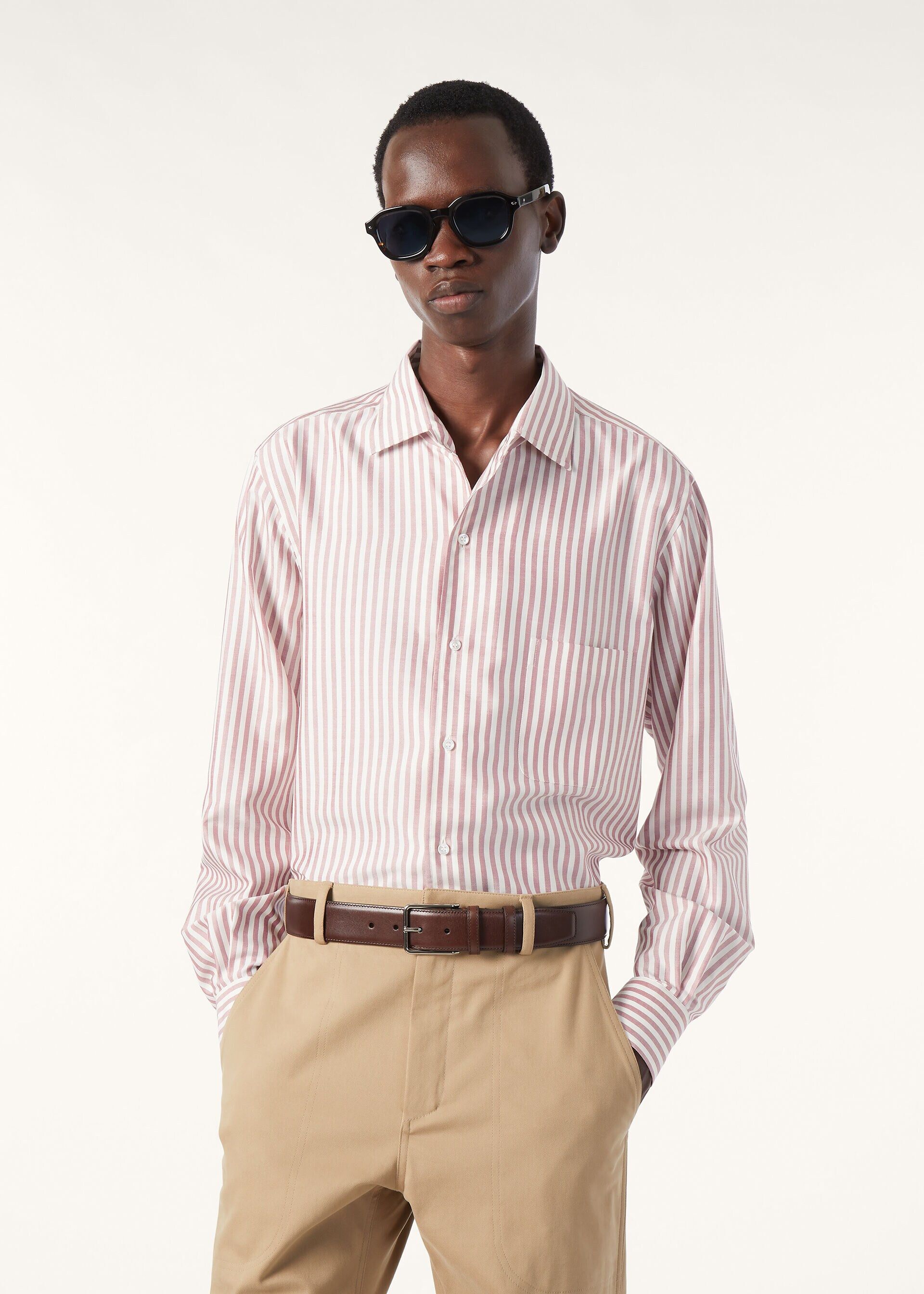 Loro Piana os11x0326 FAQ9950 André Shirt in Ivory/Bordeaux Stripes Size US S / EU 44-46 / 1 - 4 Thumbnail