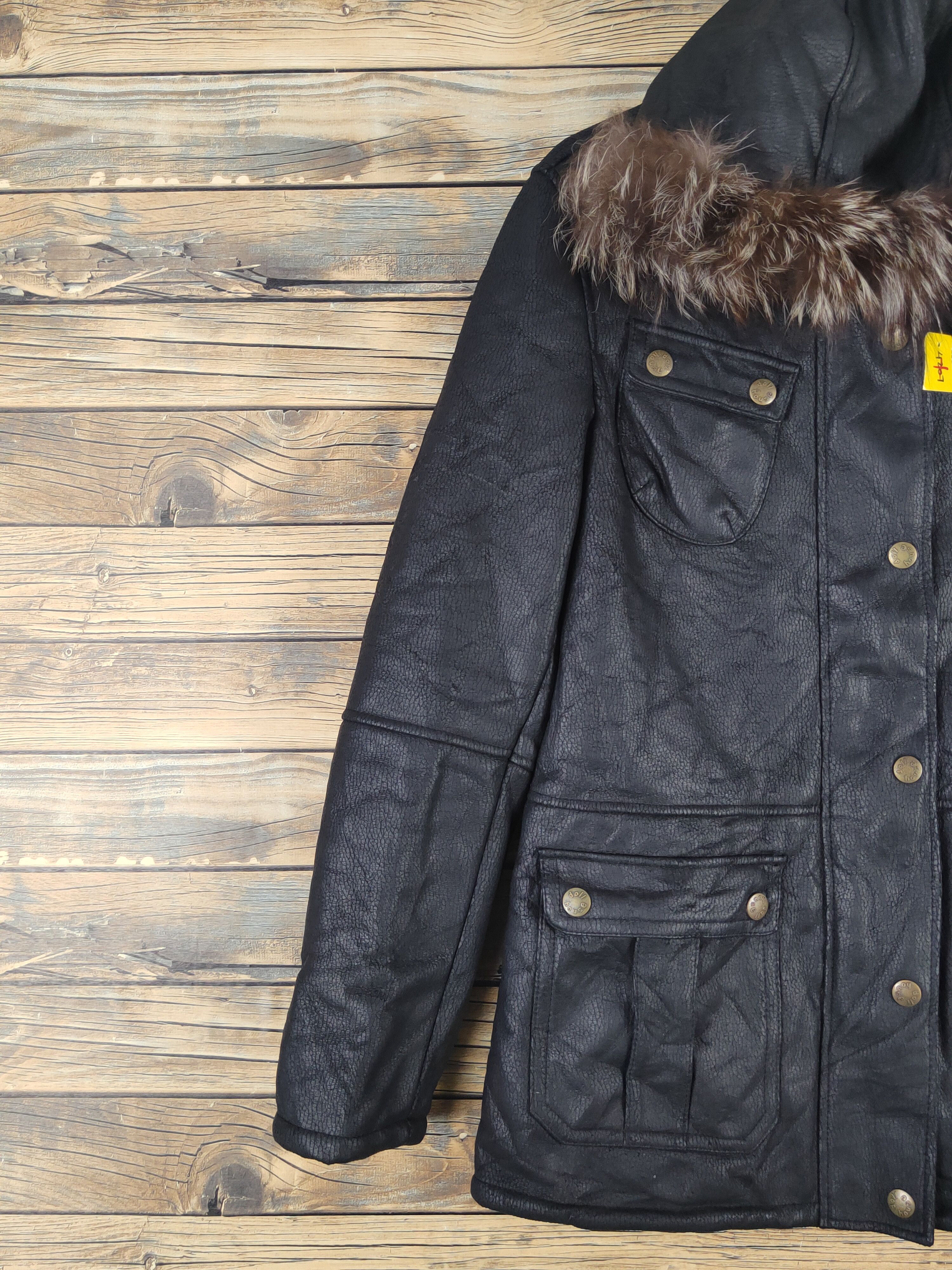 Japanese Brand Dollhouse Black Hoodie fur shaggy Leather Jackets #W1117 Size S / US 4 / IT 40 - 4 Thumbnail