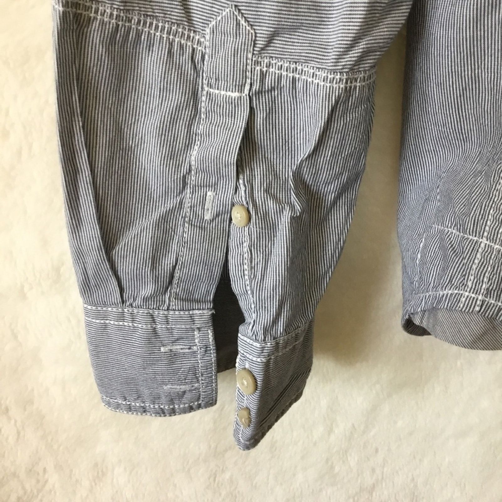 DKNY DKNY Jeans Blue Striped Button-Up Shirt Size M / US 6-8 / IT 42-44 - 10 Thumbnail