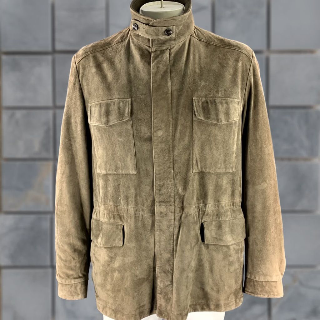 Loro Piana LORO PIANA Suede Field Jacket XXL Khaki Solid Size US XXL / EU 58 / 5 - 1 Thumbnail