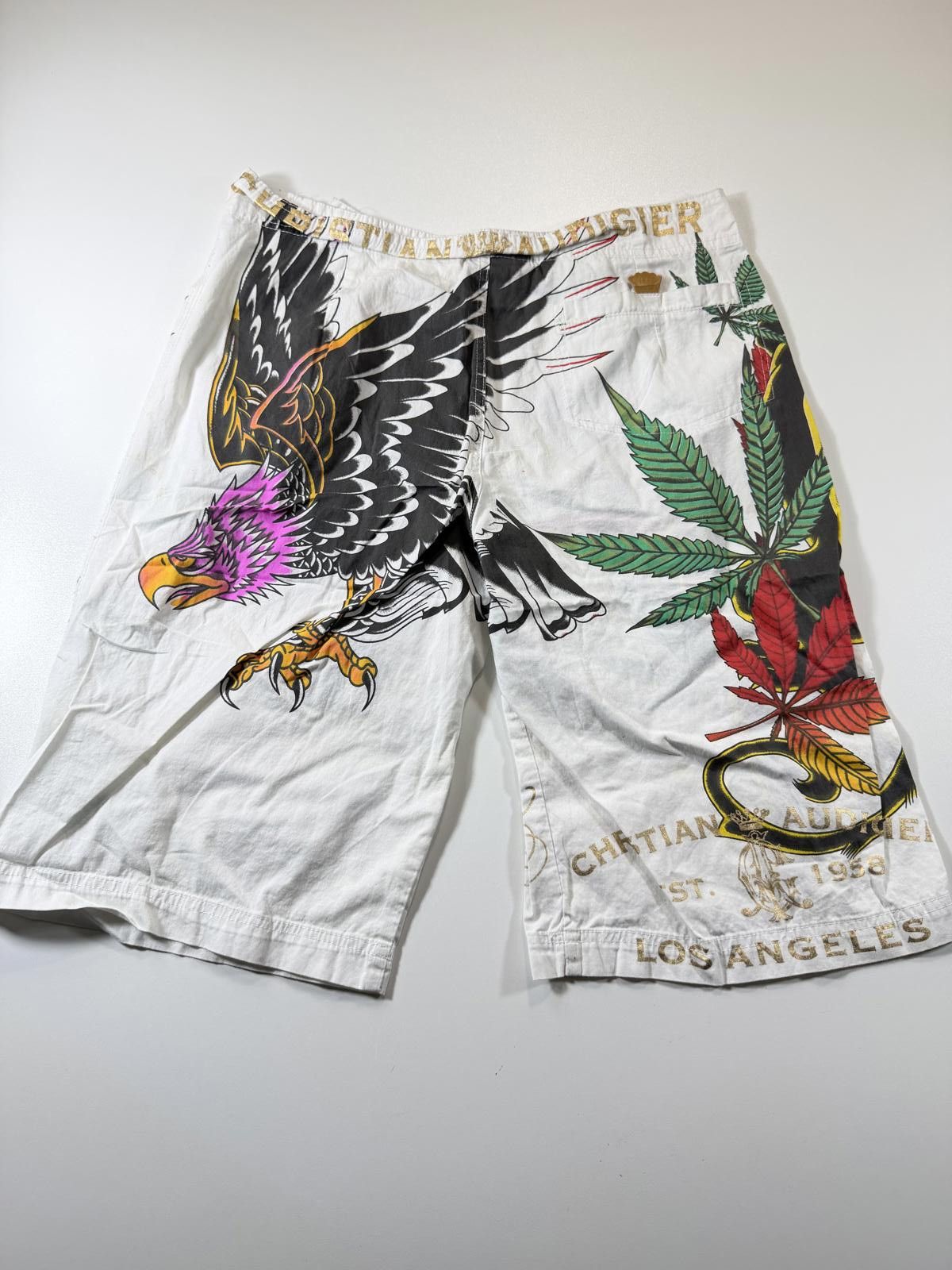 Unknown London Christian Audigier Knee-Length Shorts Panther and Crown M Size US 32 / EU 48 - 9 Thumbnail