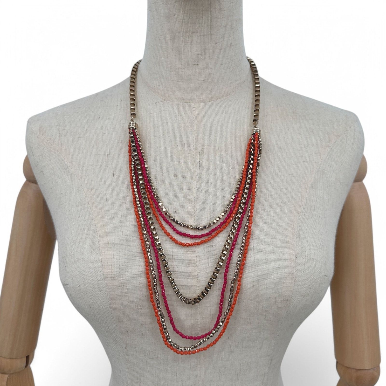 Vera Bradley Vera Bradley Necklace Multi Strand Pink Orange Gold Tone Size ONE SIZE - 1 Thumbnail