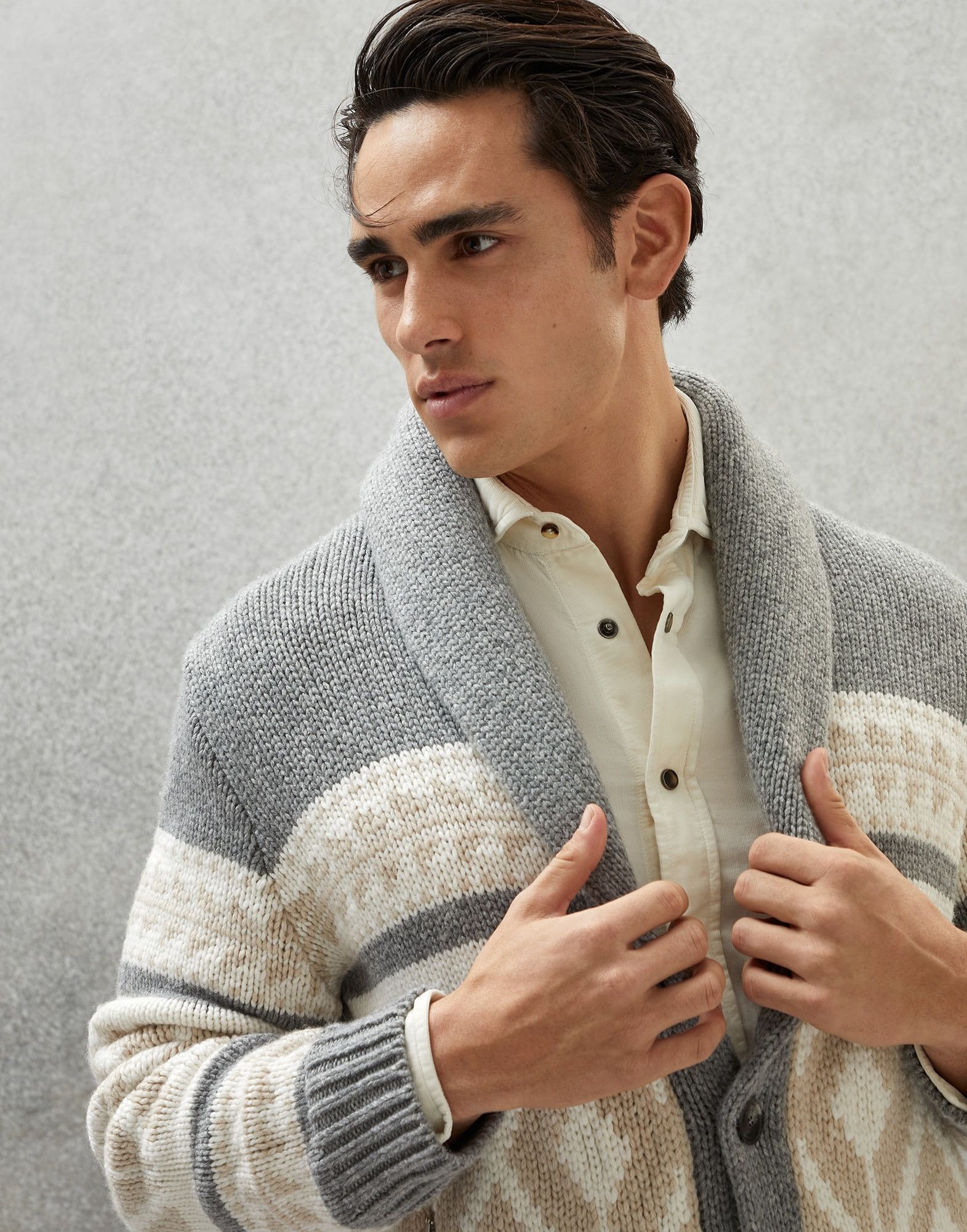 Brunello Cucinelli o1w1db10225 Cashmere Cardigan in Multicolor Size US L / EU 52-54 / 3 - 3 Thumbnail