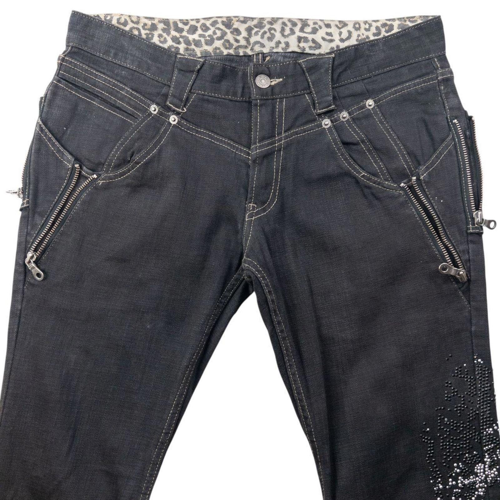 Other Vintage 2000s PPFM Roll Cuff Diamonte Denim Jeans Size W32 Size US 32 / EU 48 - 5 Thumbnail