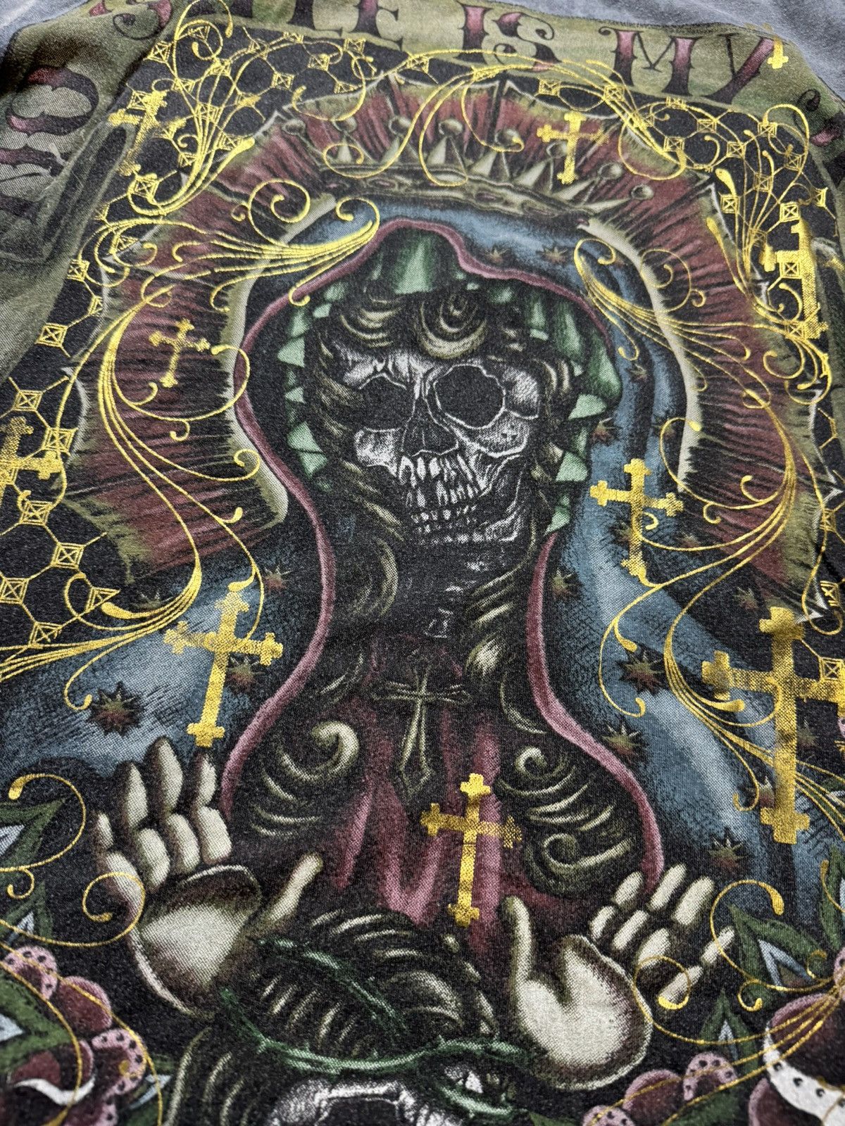 Japanese Brand × Vintage Vintage Y2K Minute Mirth Hardy Style Affliction Skull Dead Size US M / EU 48-50 / 2 - 5 Thumbnail