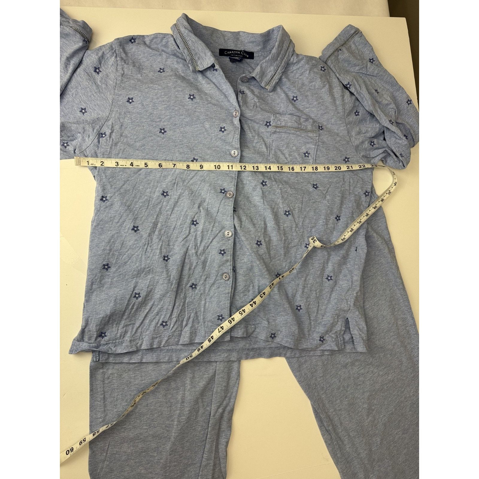 Other Charter Club Women's Pajamas Set 100% Cotton Blue Medium Size ONE SIZE - 2 Thumbnail