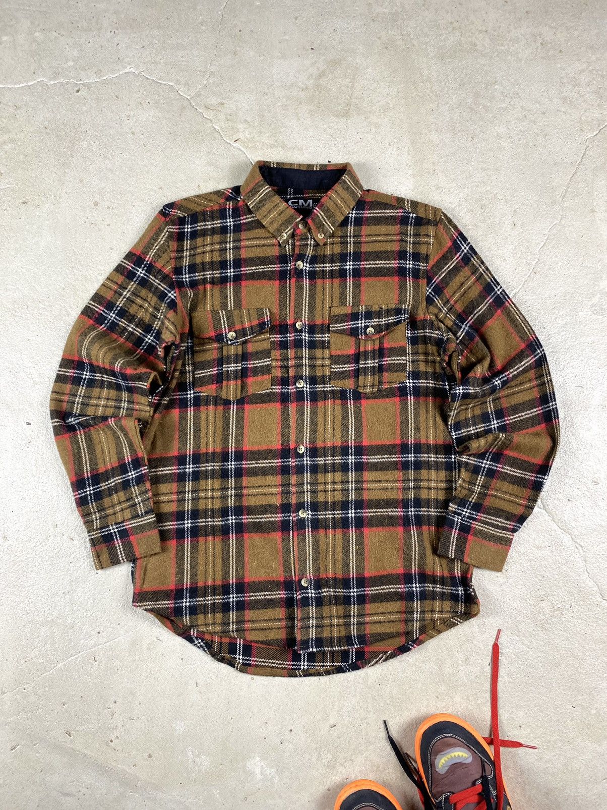 Flannel Brown Vintage Flannel Plaid Shirt Checkered Travis Scott Size US S / EU 44-46 / 1 - 1 Thumbnail
