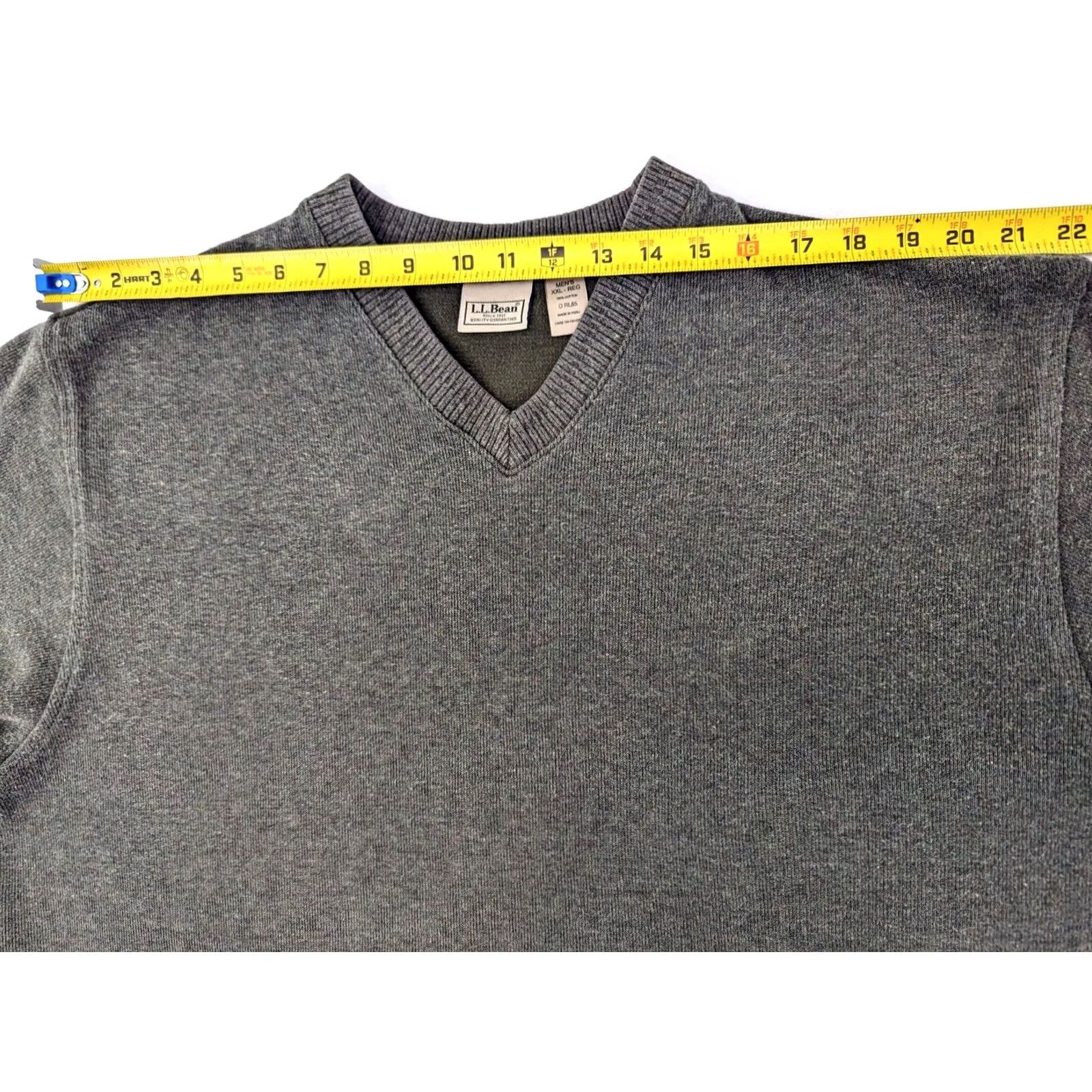 Vintage L.L. Bean V-Neck Pullover Sweater Mens 2XL Green Cotton Long Sleeve Classic Solid Knit Pullover Slope/Classic Fit Mens Size US XXL / EU 58 / 5 - 6 Thumbnail