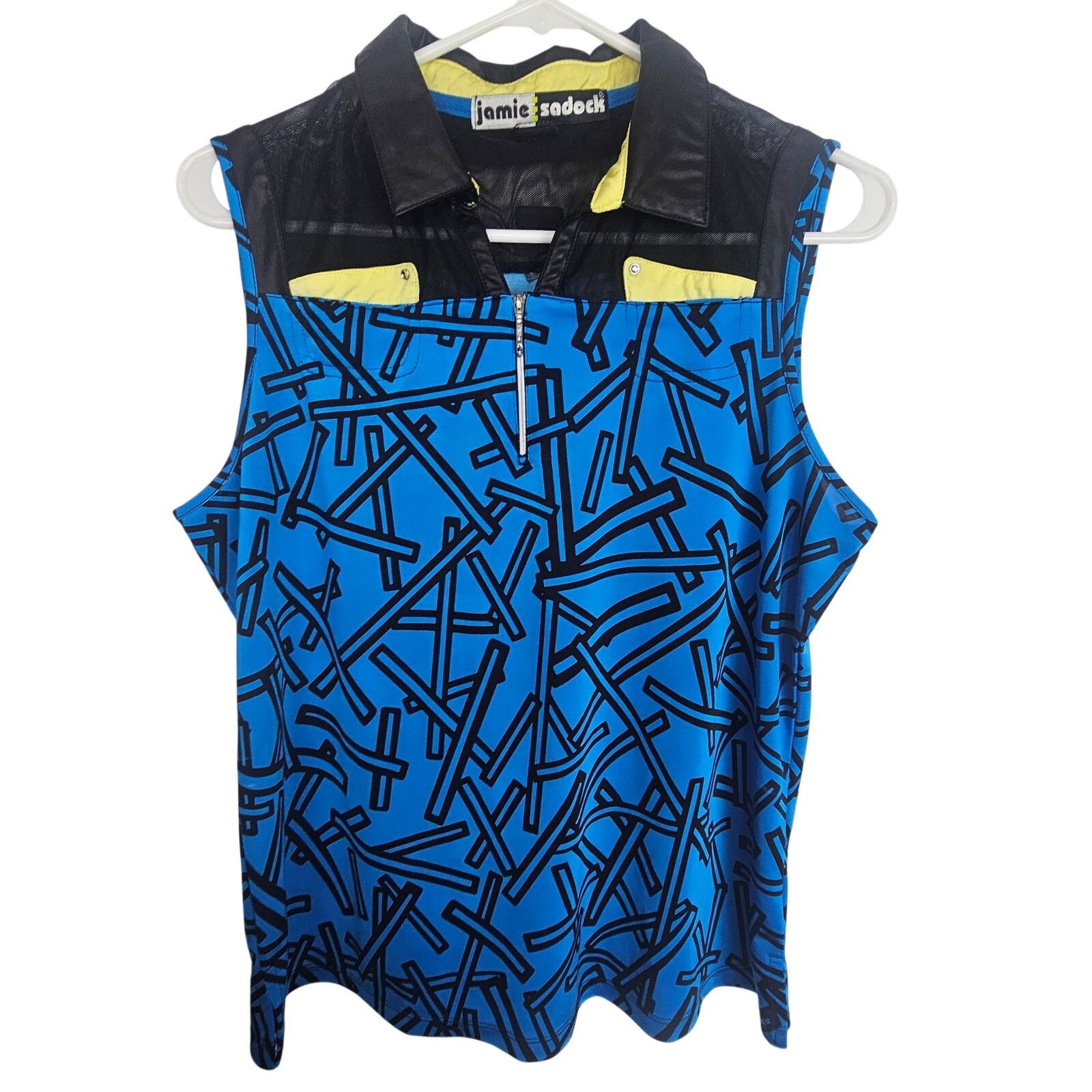 Jamiesons Of Shetland Jamie Sadock Womens Sleeveless Golf Polo Shirt L Geometric Size L / US 10 / IT 46 - 1 Thumbnail