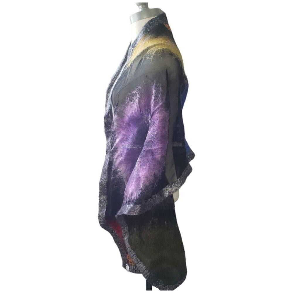 Designer CT1595 Floral Black Sheer and Felt Scarf Size ONE SIZE - 4 Thumbnail