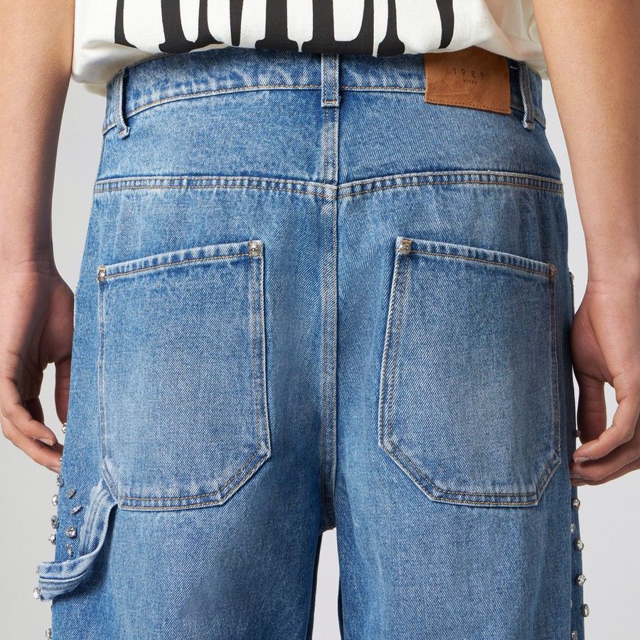 1989 STUDIO o1d2blof1124 Crystals Denim Pant in Blue Size US 32 / EU 48 - 4 Thumbnail