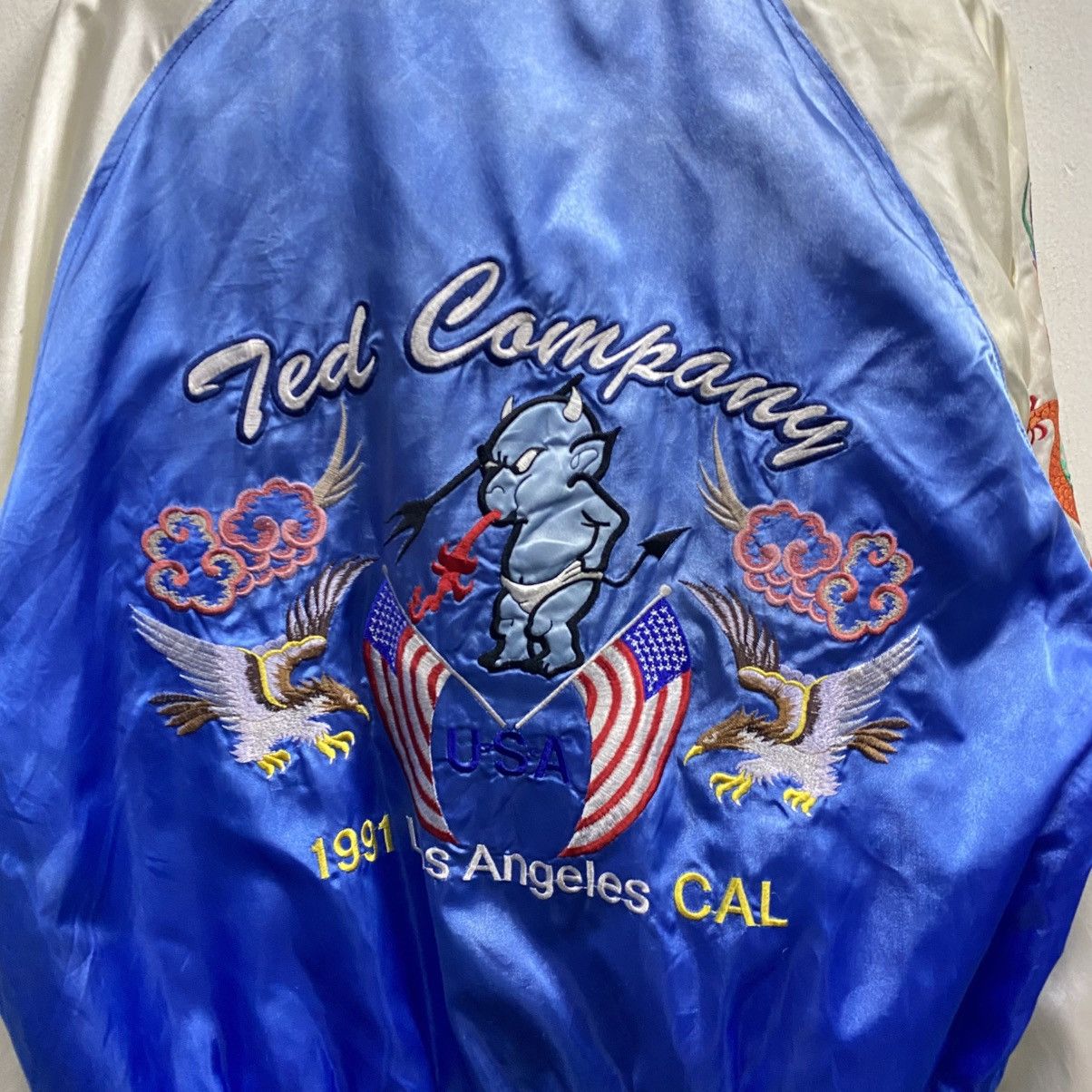 Tedman Ted Company Sukajan Jacket USA Los Angeles Eagle Devil Satin Size US L / EU 52-54 / 3 - 6 Thumbnail