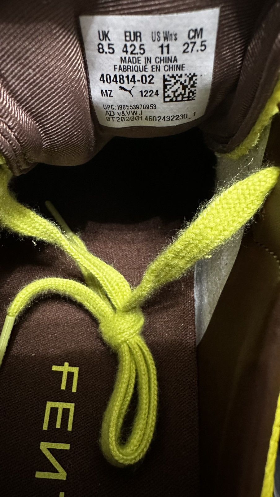 Fenty × Puma Puma x Fenty Avanti LS Stitched 'Lime Sheen' (9.5M/11W) Size US 9.5 / EU 42-43 - 8 Thumbnail