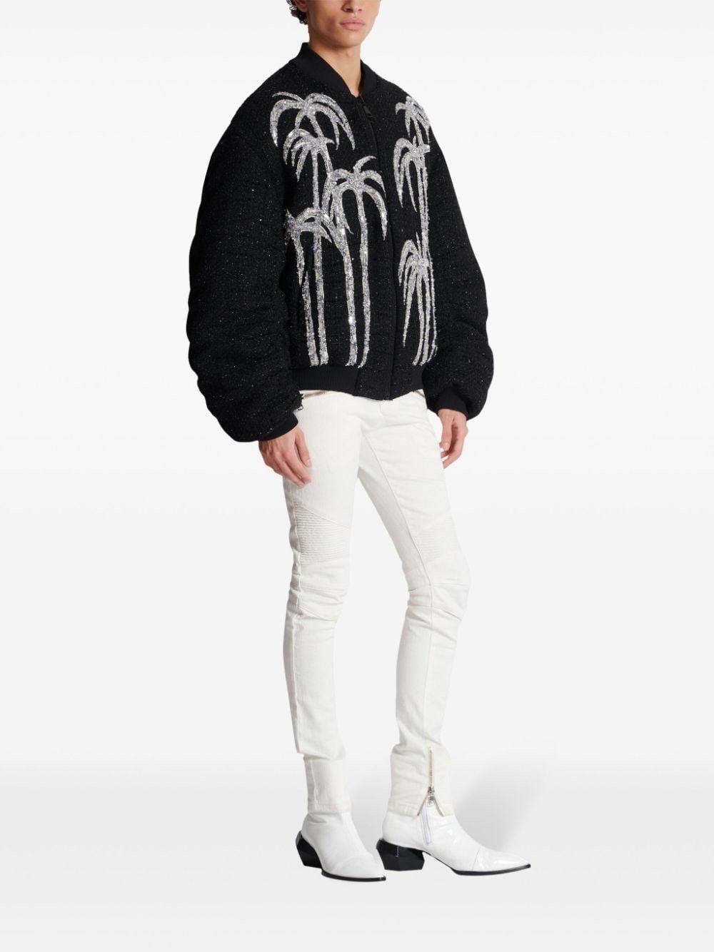 Balmain o1s1wg111025 Palm Tree Print Bomber Jacket in Black Size US S / EU 44-46 / 1 - 5 Thumbnail