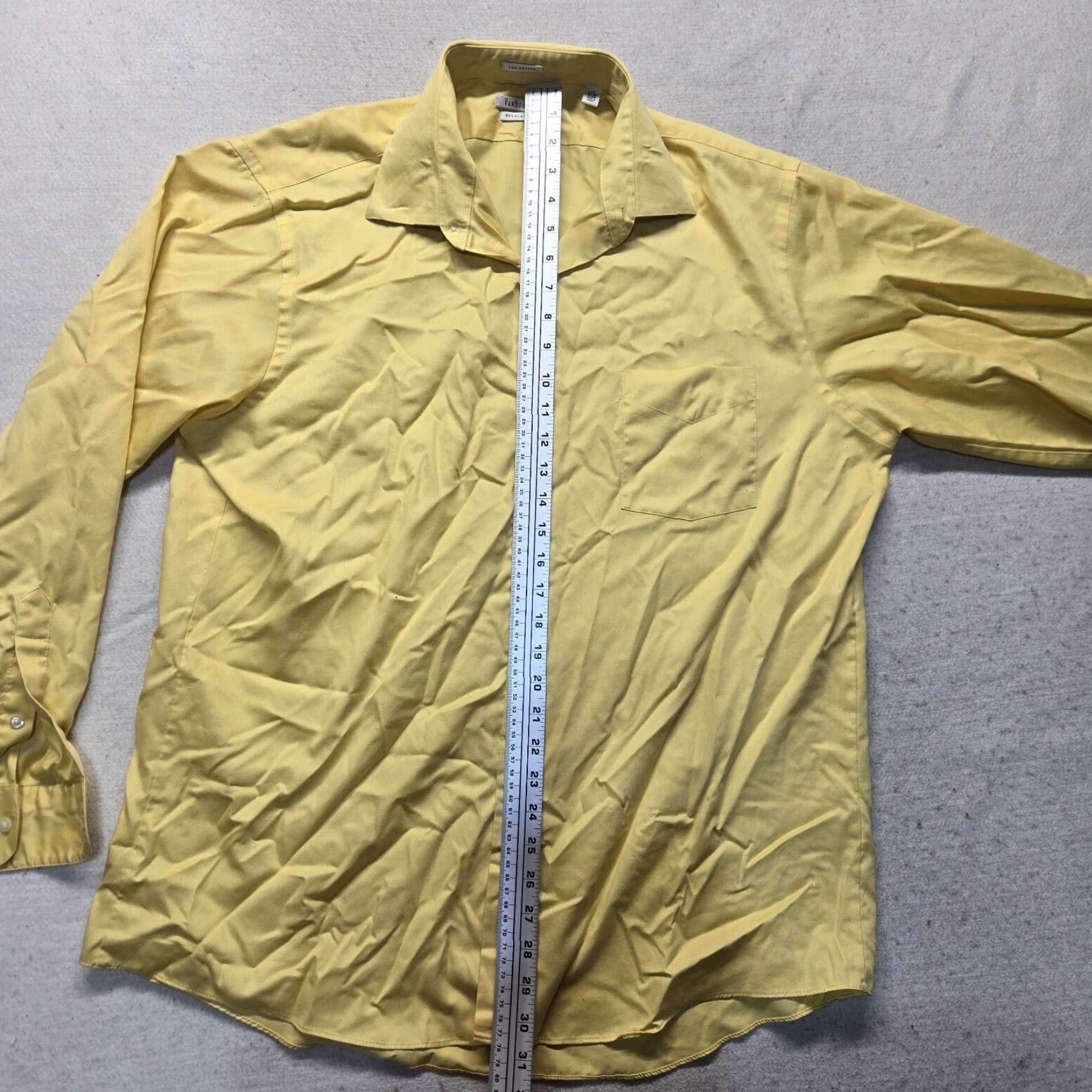 Van Heusen Van Heusen Men's Solid Yellow Long Sleeve Button-Up Shirt Regular Fit 17 Lux Sateen Casual Winter Size US XL / EU 56 / 4 - 6 Thumbnail