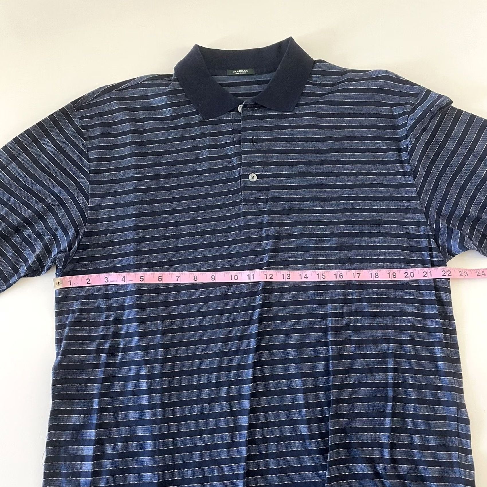 Vintage Marbas Blue Striped Short Sleeve Polo Shirt Men Large Button-Up Shirt Size US L / EU 52-54 / 3 - 3 Thumbnail