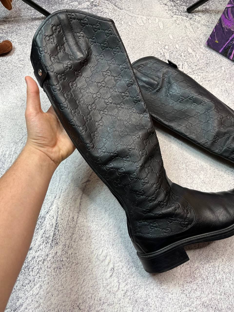 Gucci Gucci Maud Nero Guccissima Leather Knee-High Riding Boots Size US 8 / IT 38 - 3 Thumbnail