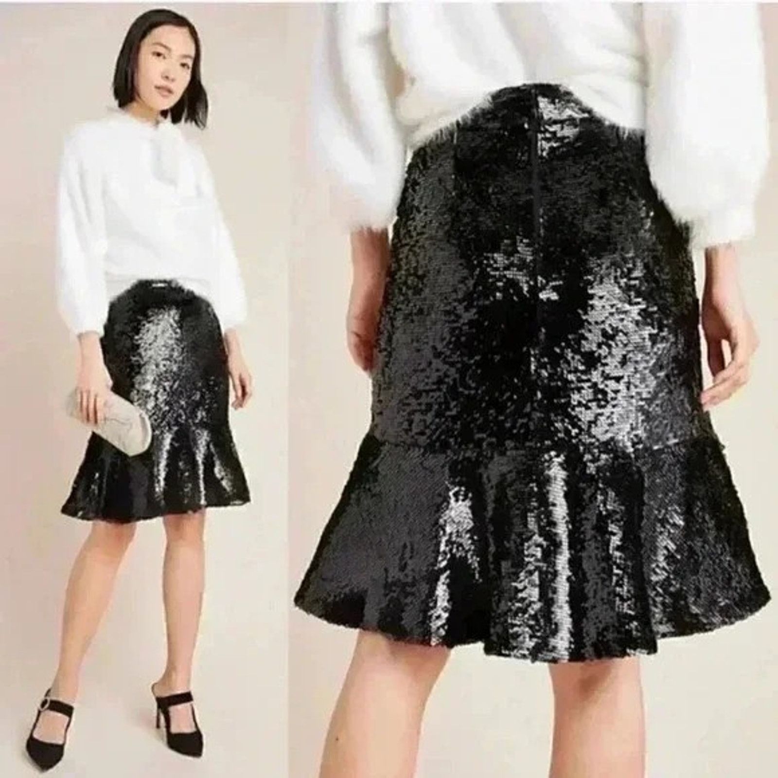 Hutch Hutch Anthropologie Pleated Squen Midi Ruffle Flare 6 Size 30" / US 8 / IT 44 - 1 Thumbnail