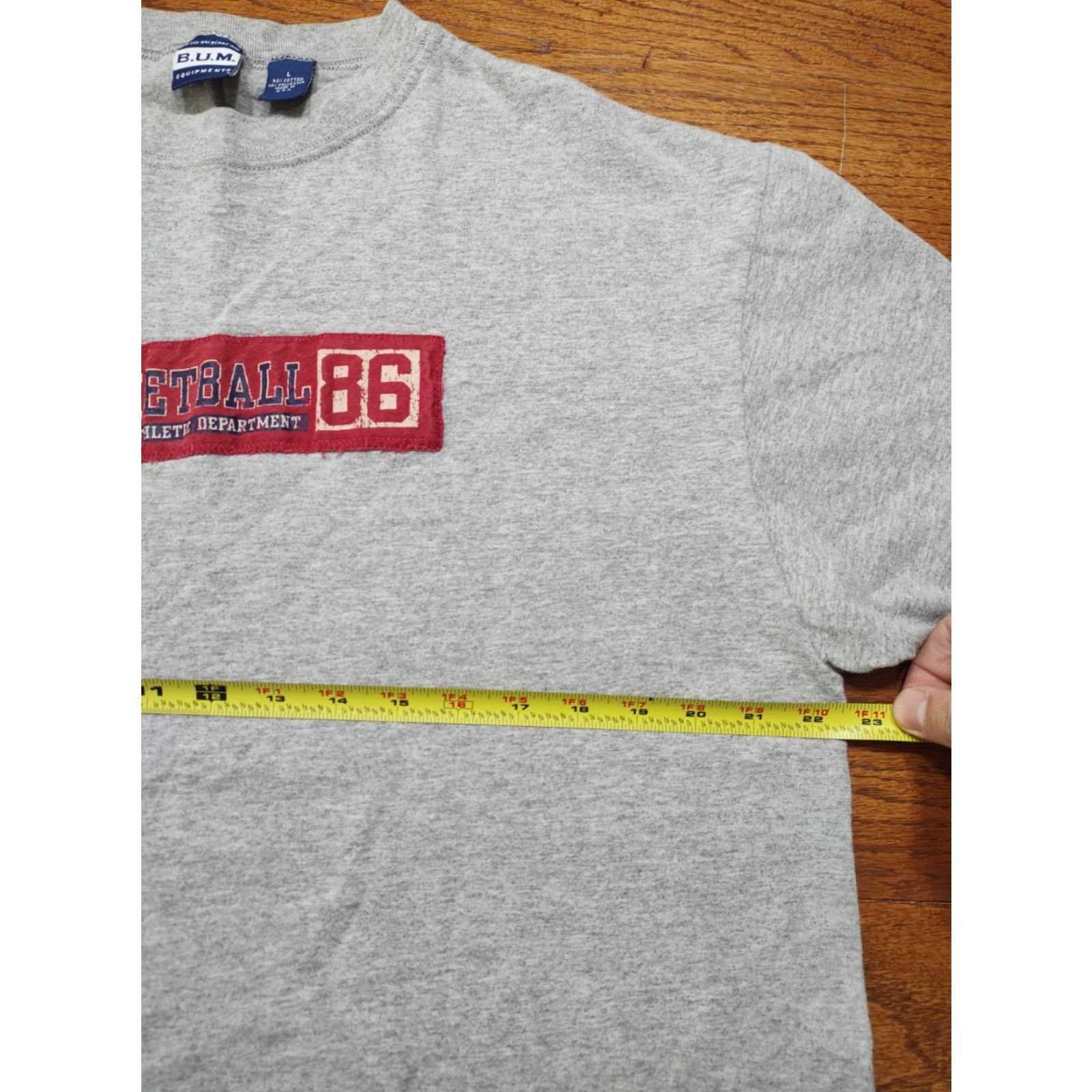 Vintage B.U.M. Equipment Basketball Gray T-Shirt Adult Large Tee USA Made Regular Unisex Mens Womens 90s Hip Hop Sports Shirt Size US L / EU 52-54 / 3 - 7 Thumbnail
