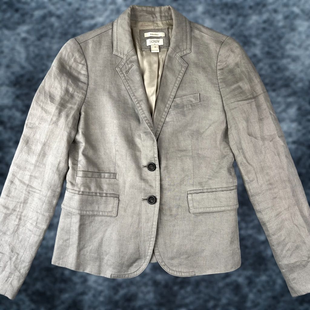 J.Crew J Crew Blazer Jacket Womens 0 Beige 100% Linen Schoolboy Sport Coat READ Size XS / US 0-2 / IT 36-38 - 1 Thumbnail