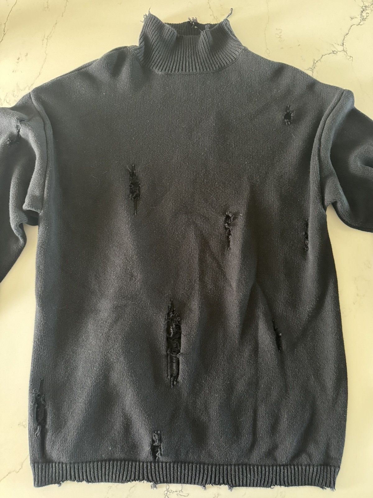 Rta Vintage Distressed Black Longsleeve Knitt TurtleNeck Size US L / EU 52-54 / 3 - 1 Thumbnail