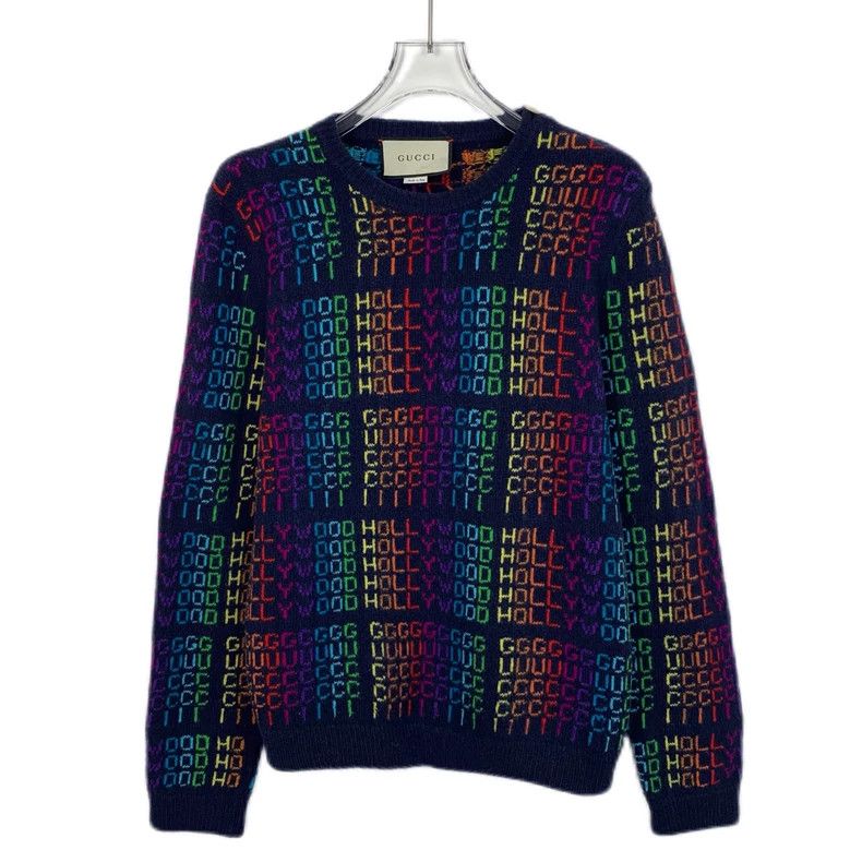 Gucci Gucci Color-blocked logo letter rainbow full-print wool rou Size US S / EU 44-46 / 1 - 1 Thumbnail