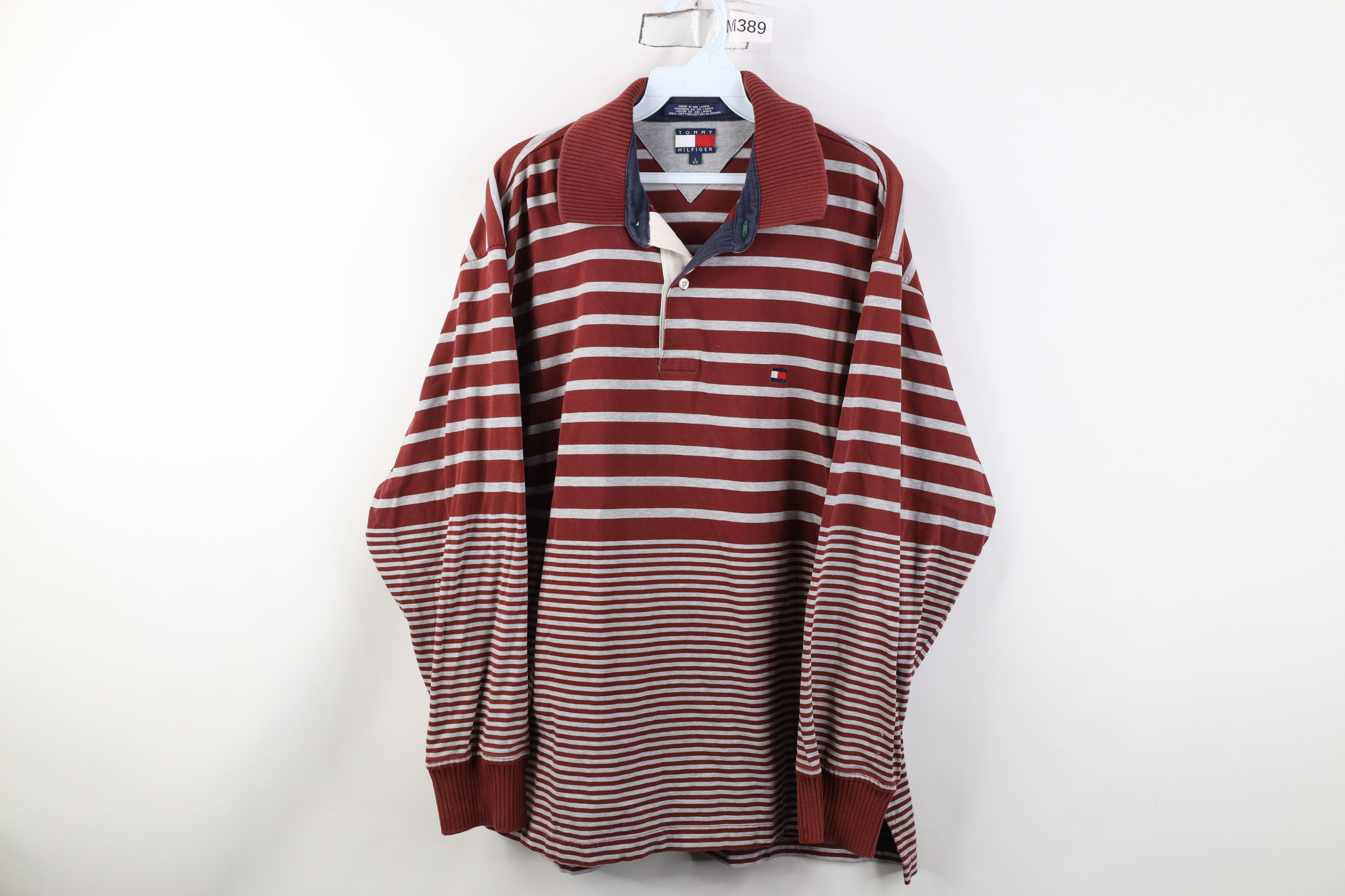 Tommy Hilfiger Vintage 90s Tommy Hilfiger Striped Long Sleeve Rugby Polo Size US L / EU 52-54 / 3 - 1 Thumbnail