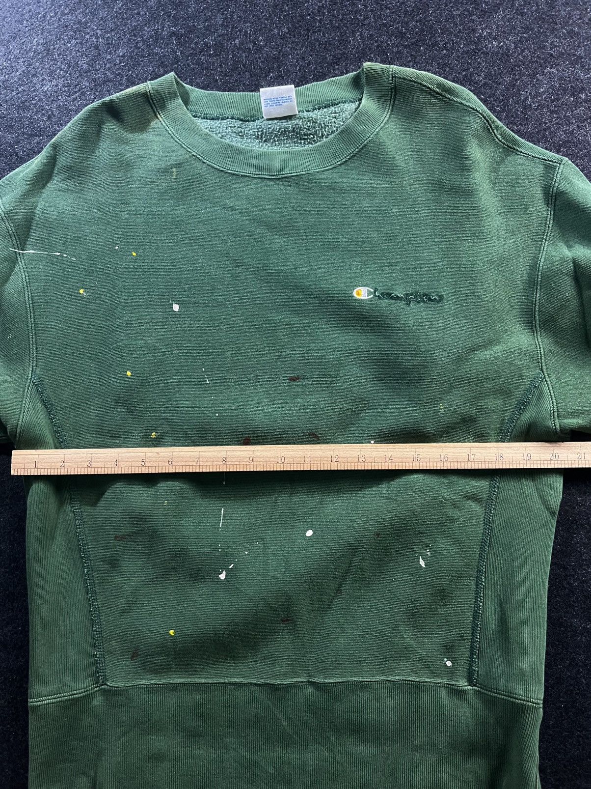 Champion Rare Paint Splatter Pollock Art Green Champion Reverse Sweat Size US M / EU 48-50 / 2 - 6 Thumbnail