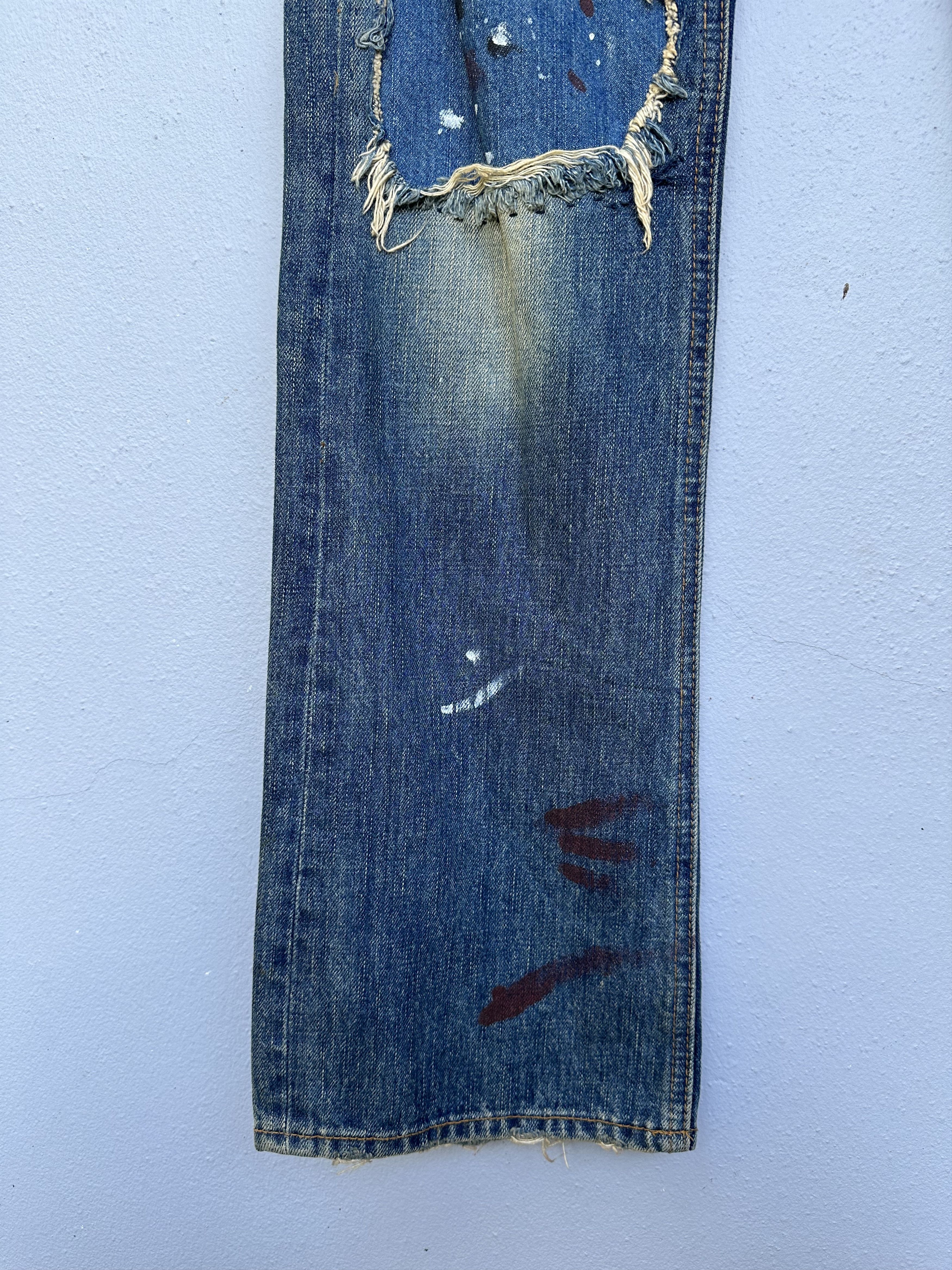 Japanese Brand Vtg Japanese Brand Bonds & Peace Rips Patchwork Denim Jeans Size US 31 - 12 Thumbnail