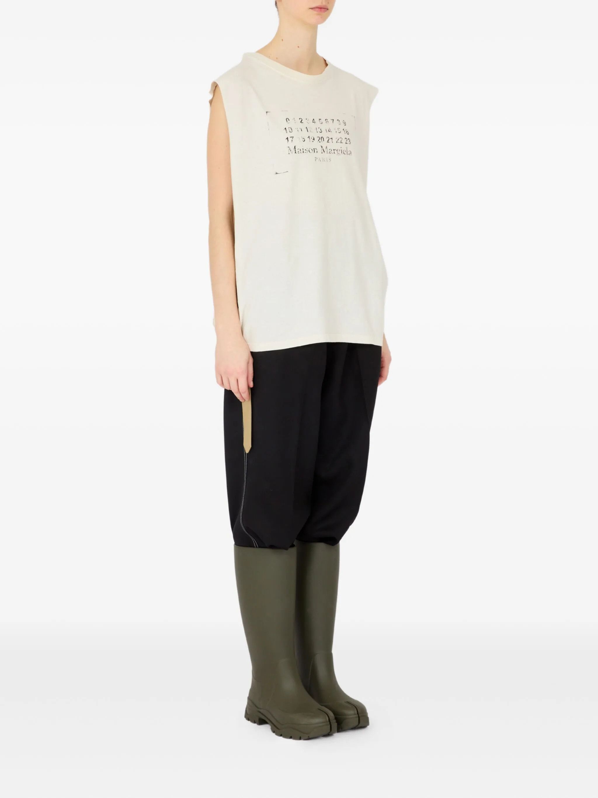 Maison Margiela o1w1db10526 Cotton Tank Top in Ivory Size L / US 10 / IT 46 - 3 Thumbnail