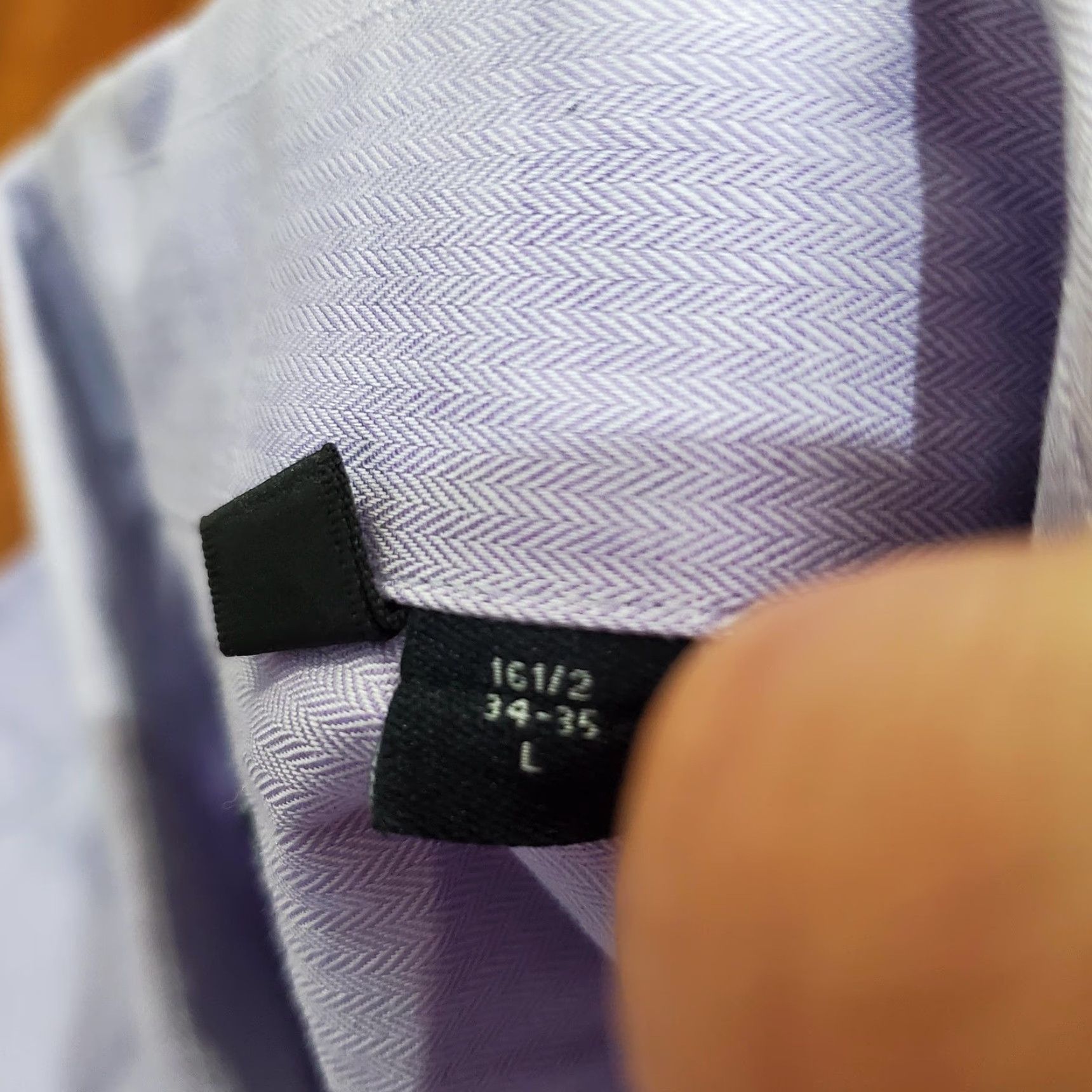 Theory Theory Shirt Mens 16.5 34/35 Purple Herringbone Dress Button Front Long Sleeve Size 42R - 6 Thumbnail