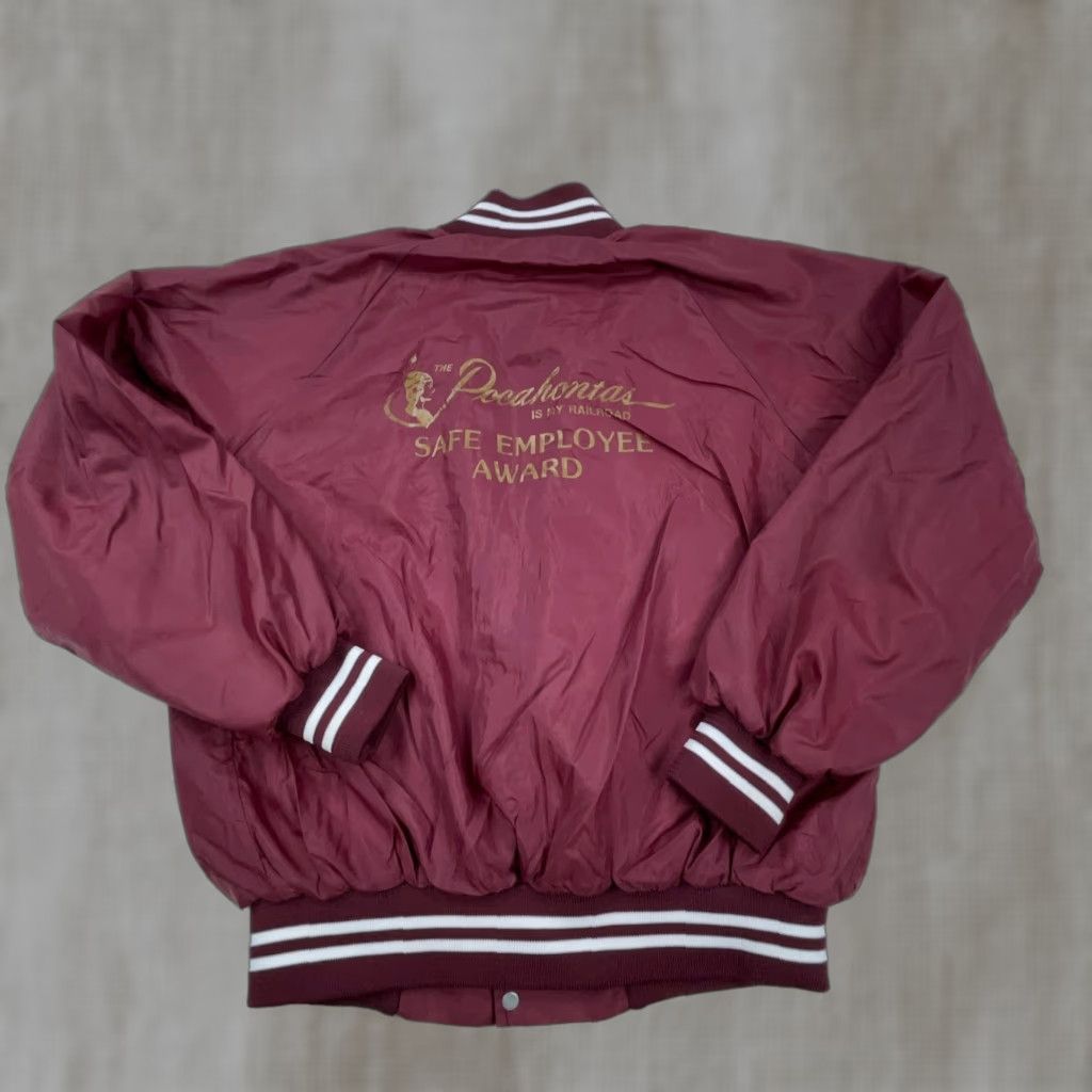VINTAGE Auburn Bomber Jacket Men Large Red Satin 80s 90s USA Retro Hip Hop