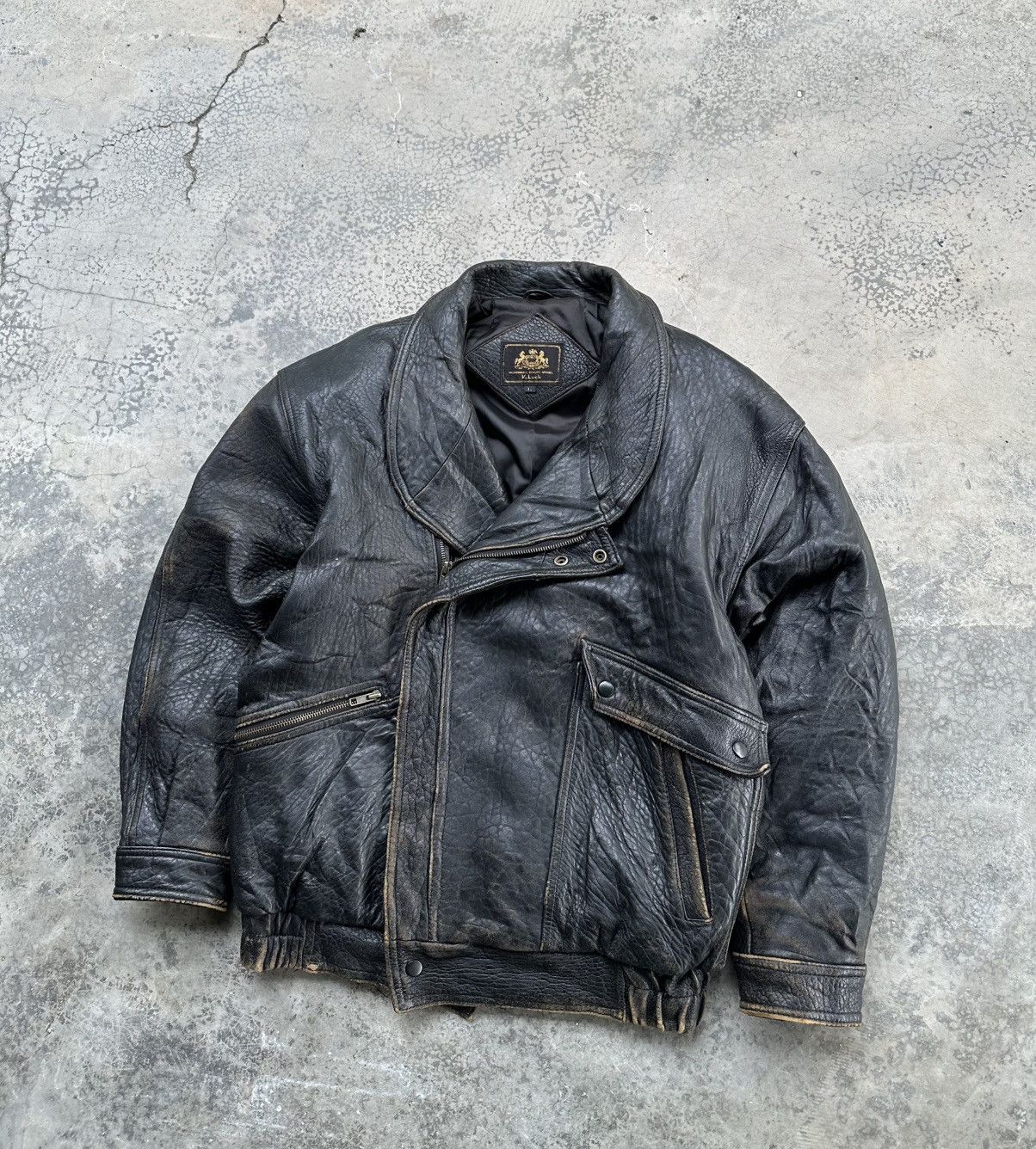 Vintage Vintage V_Luck Double Collar Sheepskin Leather Bomber Jacket Size US L / EU 52-54 / 3 - 3 Thumbnail
