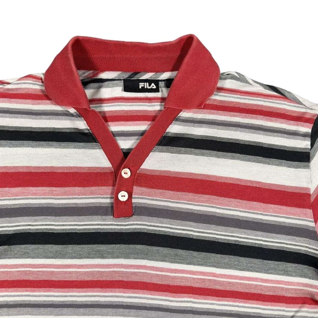Fila VINTAGE Fila Polo Shirt Mens Adult MEDIUM Red Striped Tennis Retro 80s Y2K Cotton Knit Short Sleeve Collared Regular Fit Size US M / EU 48-50 / 2 - 2 Thumbnail