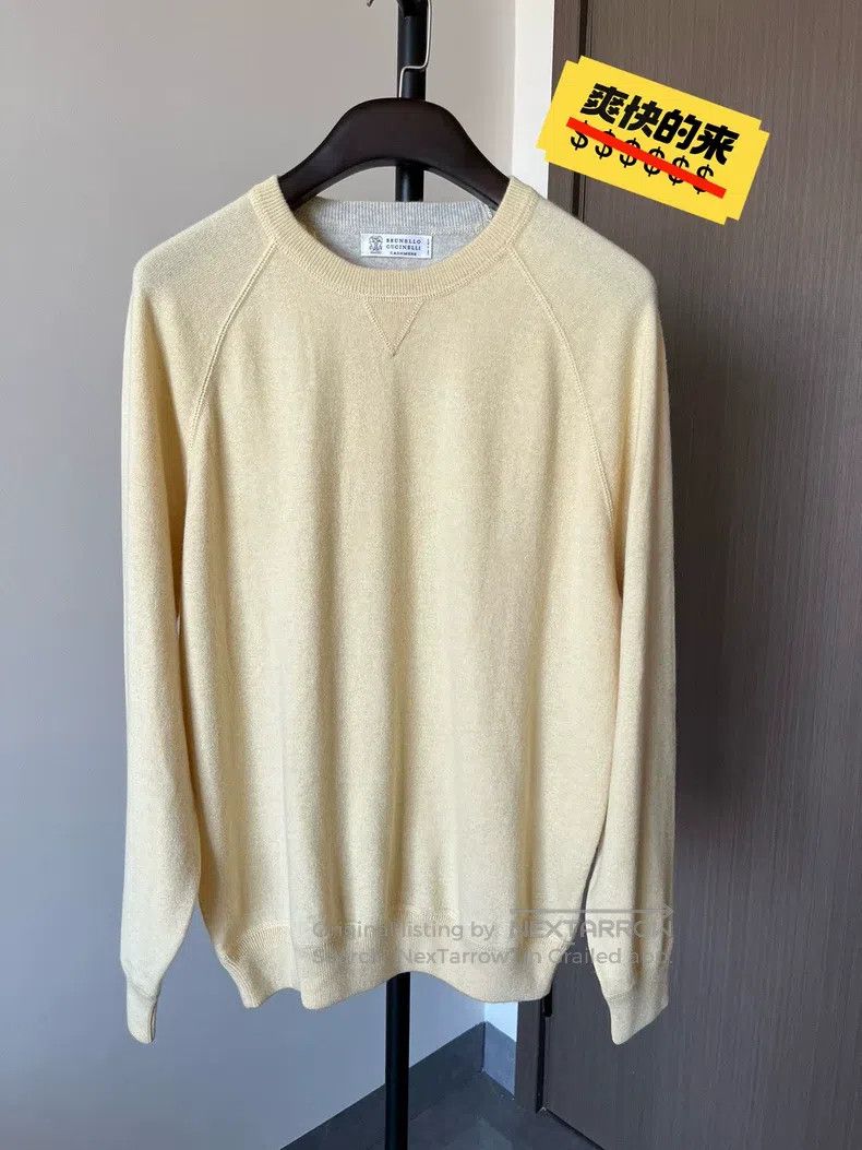 Brunello Cucinelli Brunello Cucinelli Men's light yellow cashmere sweatshirt Size US L / EU 52-54 / 3 - 1 Thumbnail