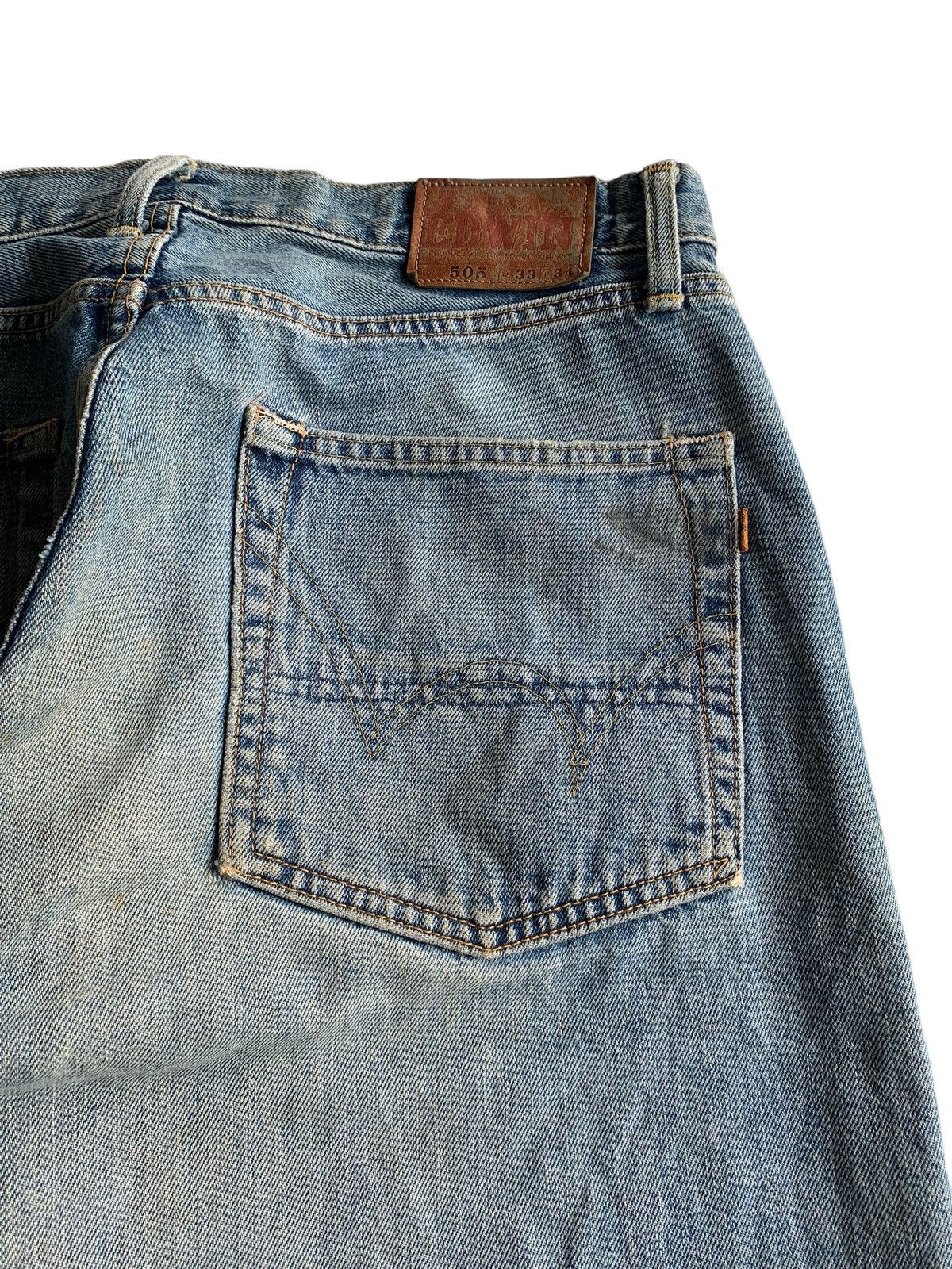 Kapital VINTAGE EDWIN 505 BAGGY SELVEDGE FADED DISTRESSED DENIM Size US 33 - 13 Thumbnail