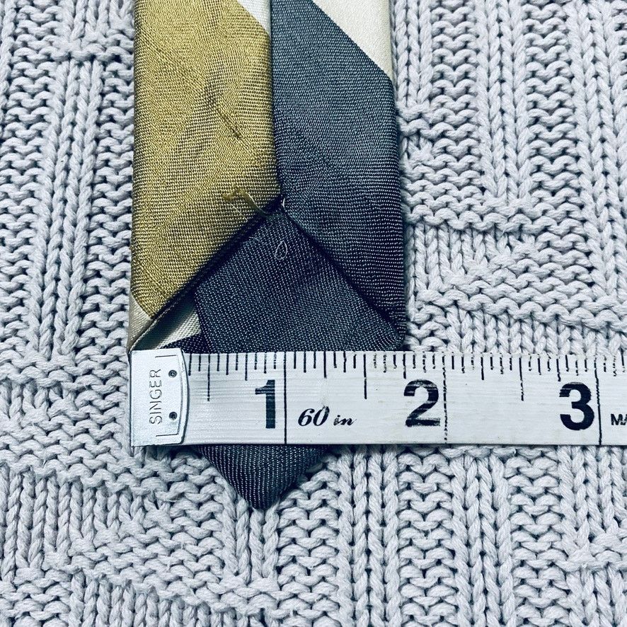 Vintage Vintage Ohrbach's green and silver striped slim silk tie Size ONE SIZE - 5 Thumbnail