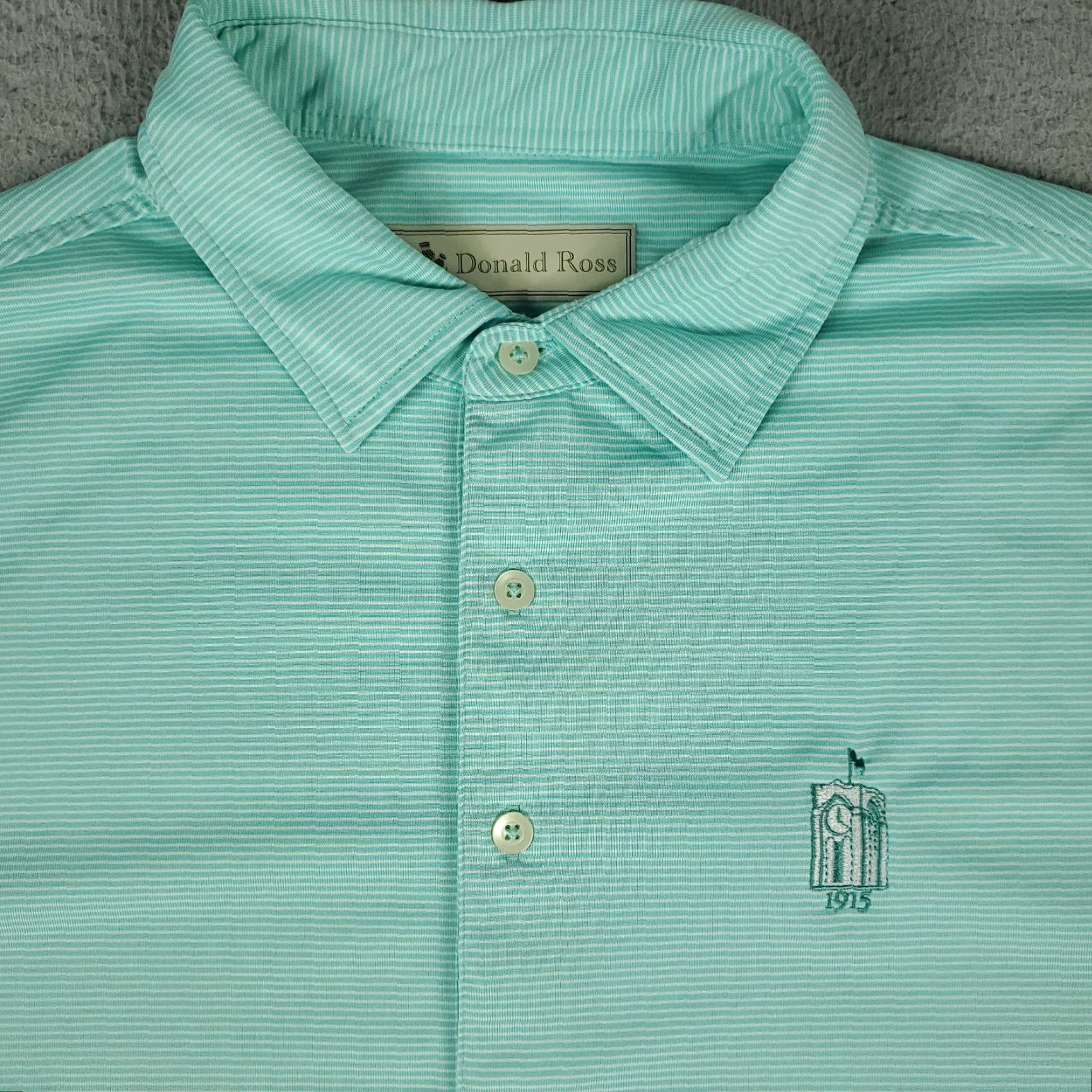 Vintage Donald Ross Polo Shirt Mens Size Large Turquoise Striped Golf Short Sleeve Size US L / EU 52-54 / 3 - 2 Thumbnail
