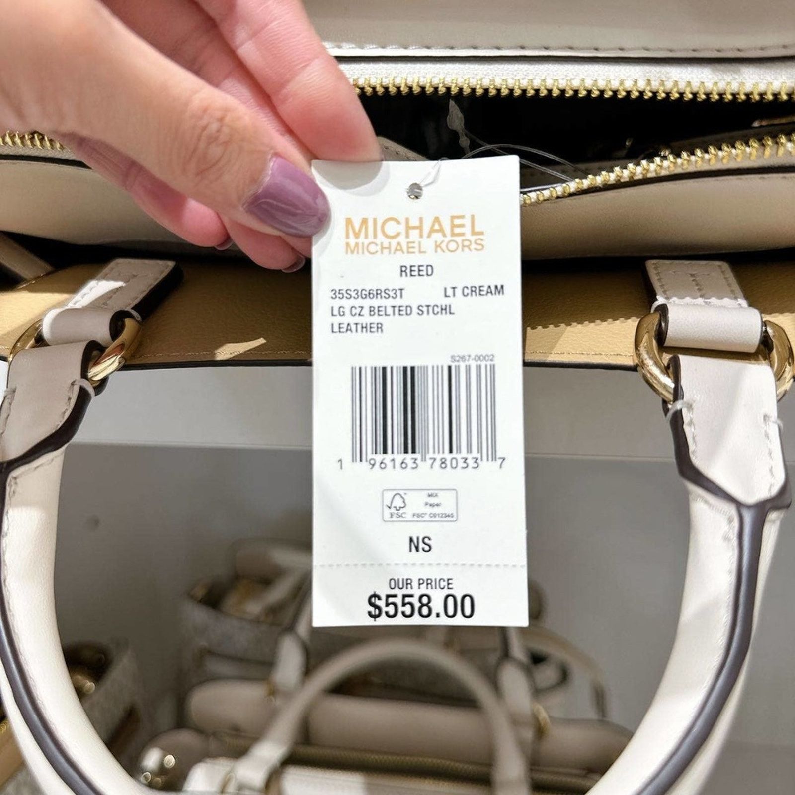 Michael Kors Michael Kors 35S3G6RS3T Reed Large Crossbody IN LT CREAM Size ONE SIZE - 6 Thumbnail