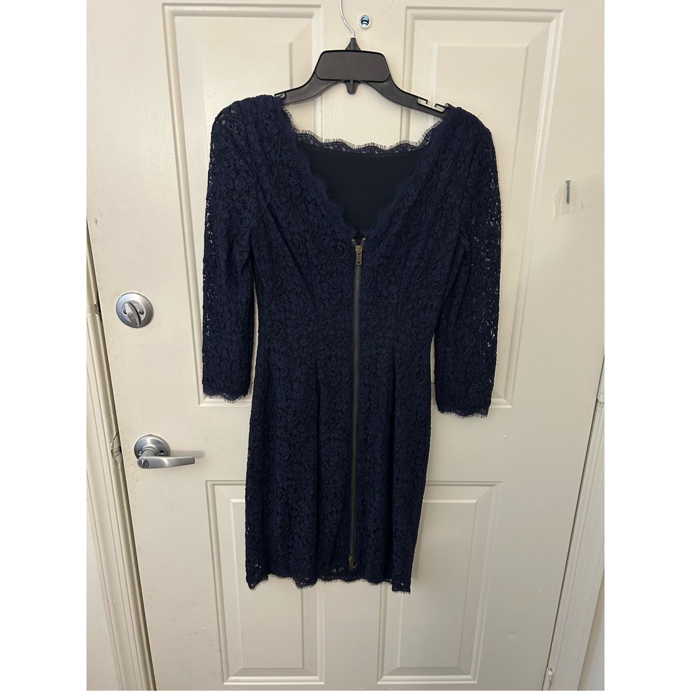 Other Cache Navy Blue Lace Overlay Knee-Length Dress Size 2 Size XS / US 0-2 / IT 36-38 - 7 Thumbnail