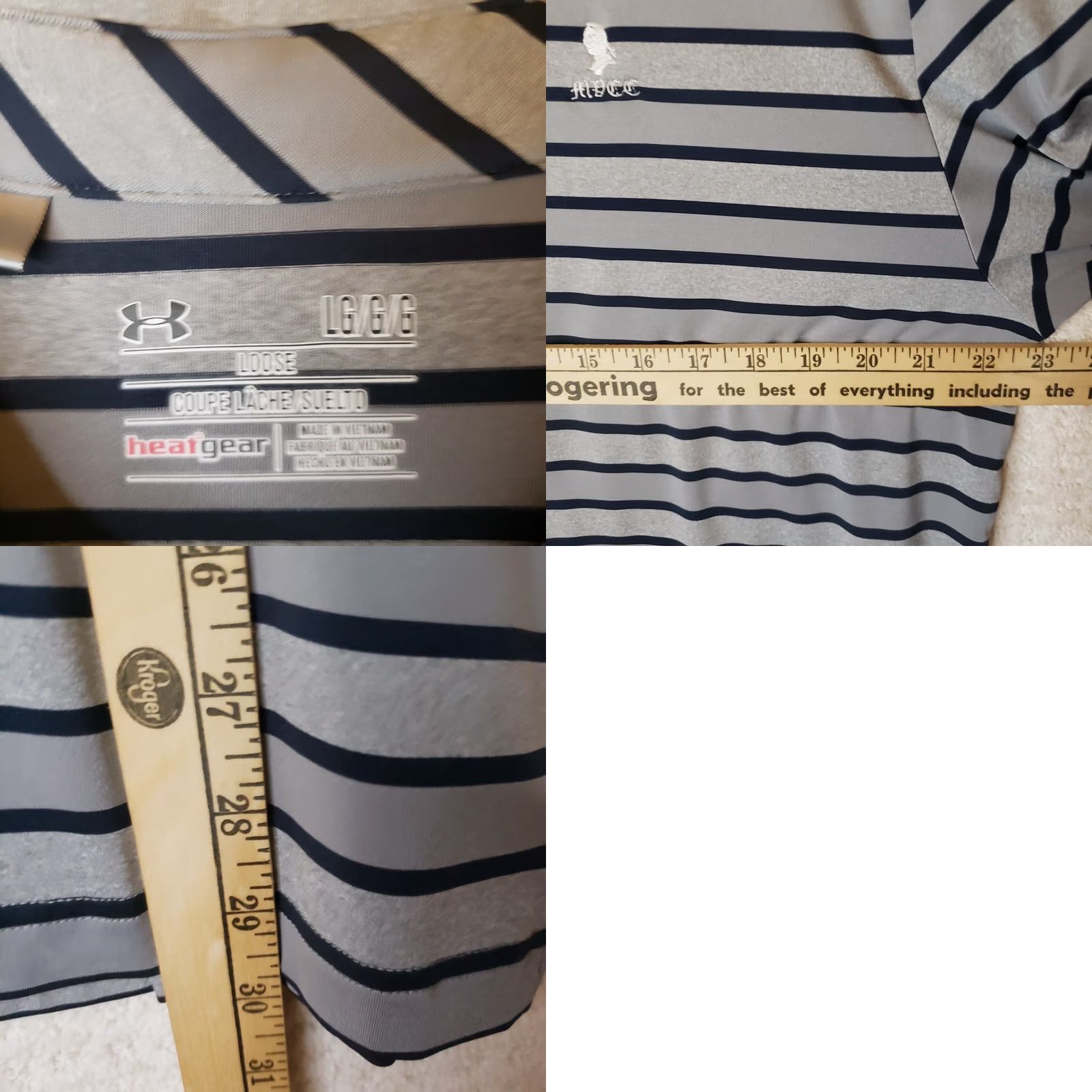 Under Armour Under Armour Heatgear Polo Shirt Mens L Gray Black Striped Golf Short Sleeve Loose Fit Breathable Moisture Wicking Size US L / EU 52-54 / 3 - 9 Thumbnail