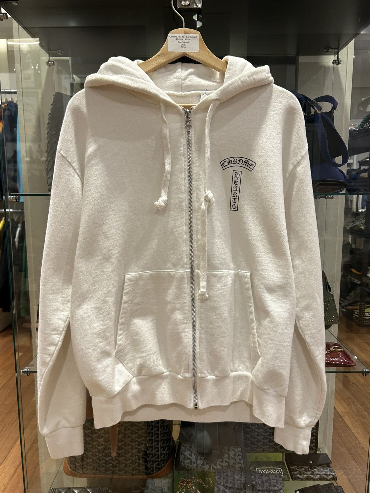 Chrome Hearts TBar Zip Up Hoodie - White