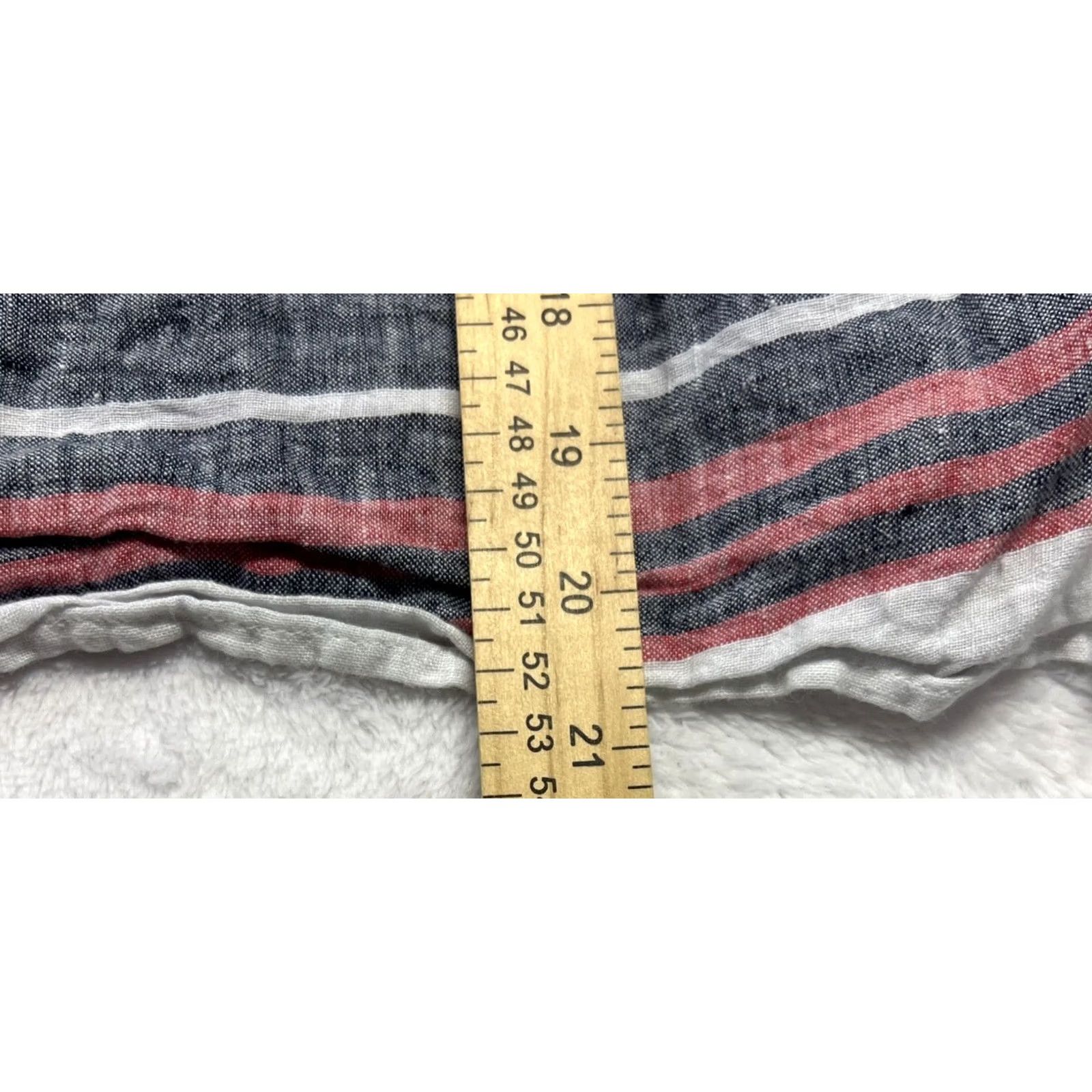 Talbots Talbots Blouse Shirt Linen 100% Stripe Hem V-Neck Short Sleeve Petite Medium Smocked Neck Summer Gray Womens Size M / US 6-8 / IT 42-44 - 7 Thumbnail