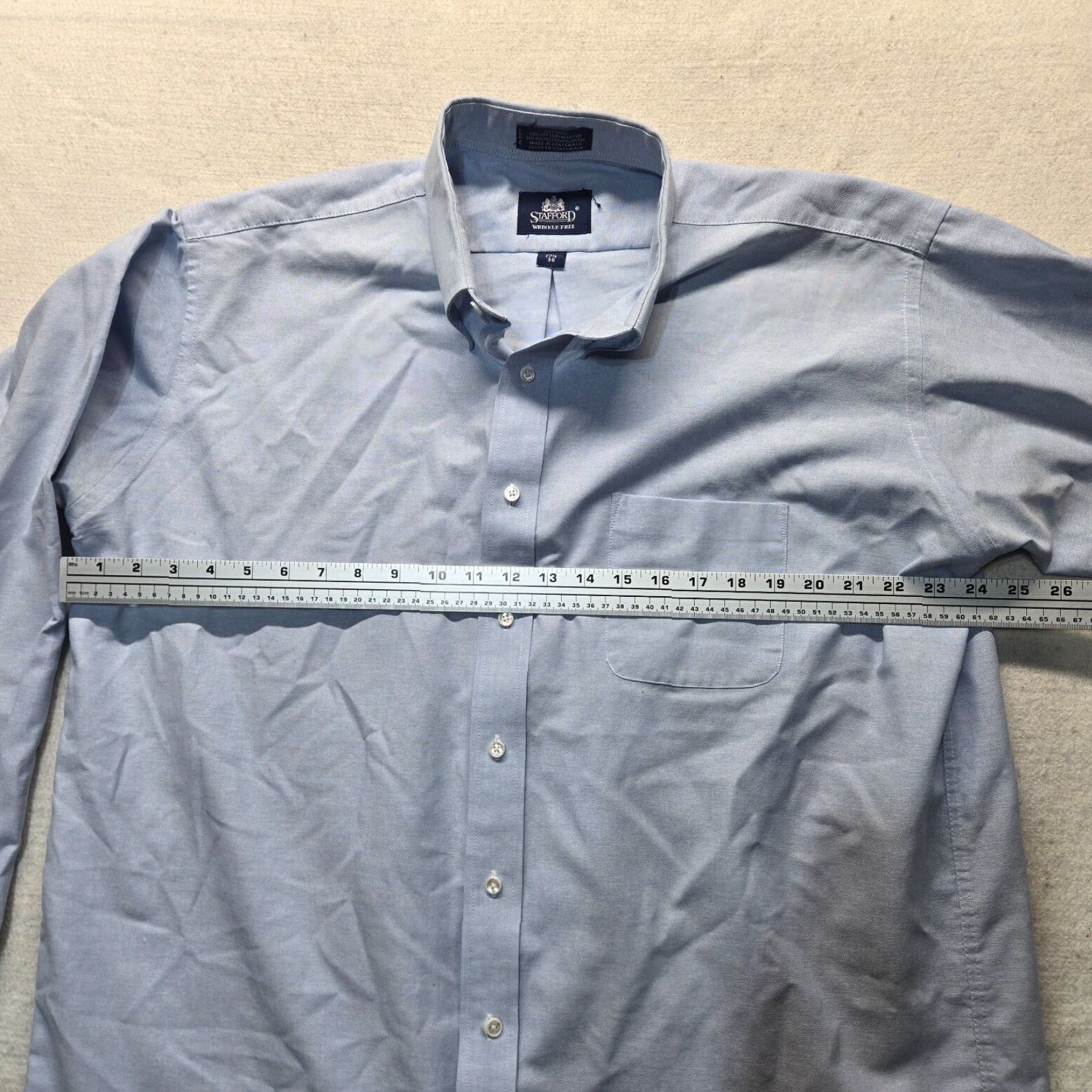 Stafford Stafford Shirt Men’s Size 17.5 36 Solid Blue Button-Up Long Sleeve Collared Casual All Seasons Designed Outdoor Pattern: Solid Size US XL / EU 56 / 4 - 3 Thumbnail